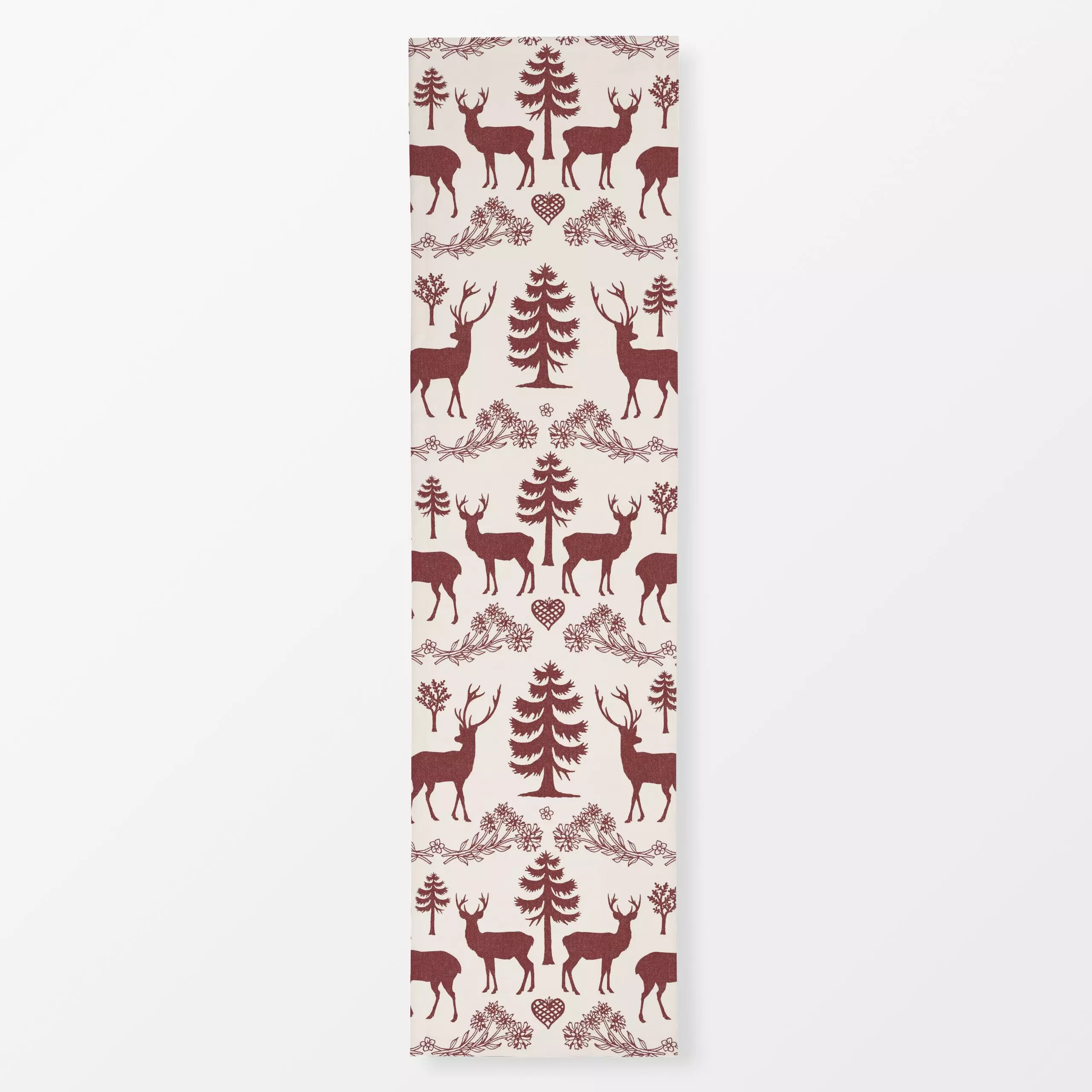 Tischläufer Alpine Woodland deer I - Weihnachten, Pflanzen & Botanik - von „Bloomery Decor"; vintage, Hirsch, winterdeko, tr...