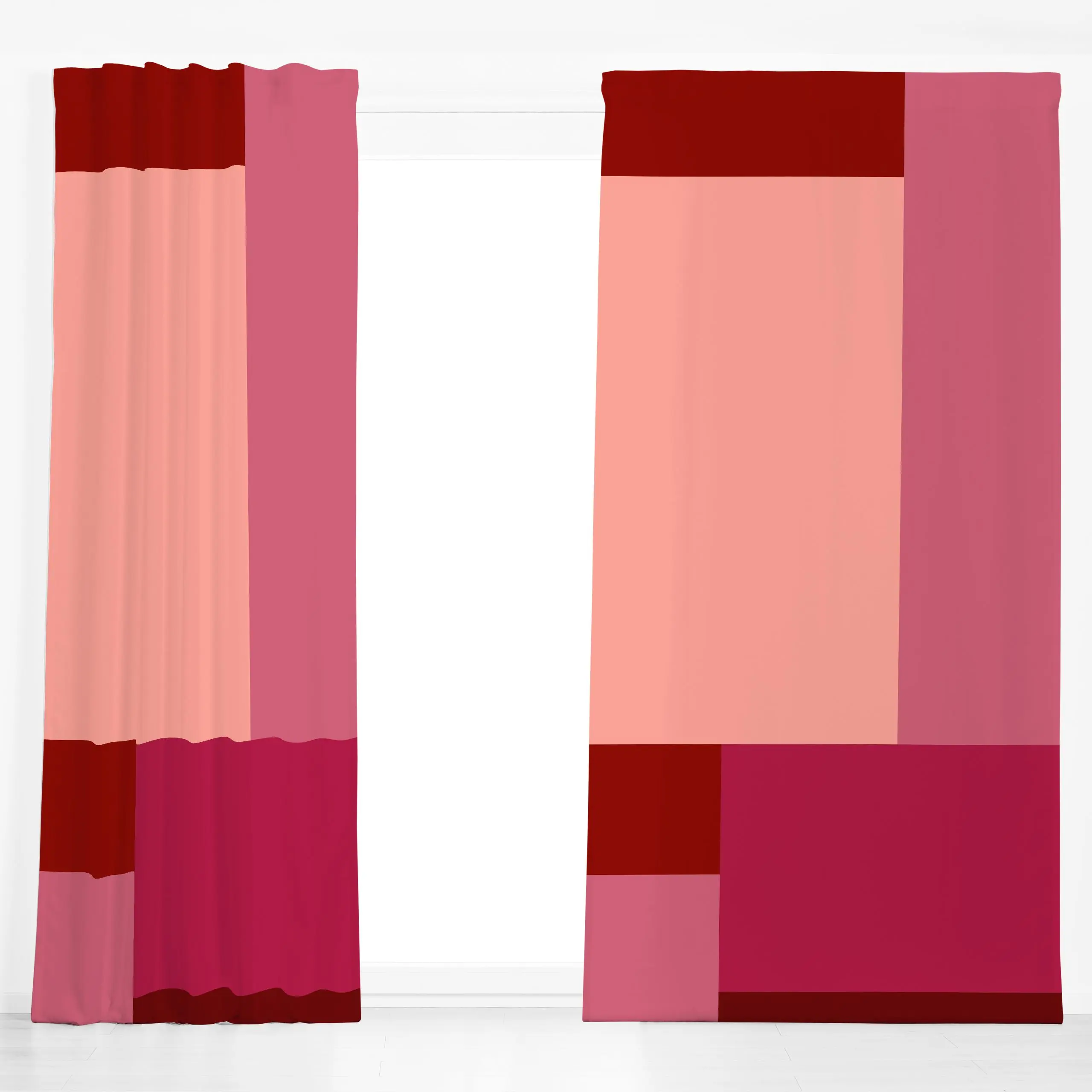 Dekovorhang Patchwork Pura-Red - Herbst, Liebe, Romantik & Pride, Symbole & Muster - von „Farina Kuklinski"; Muster, minimal