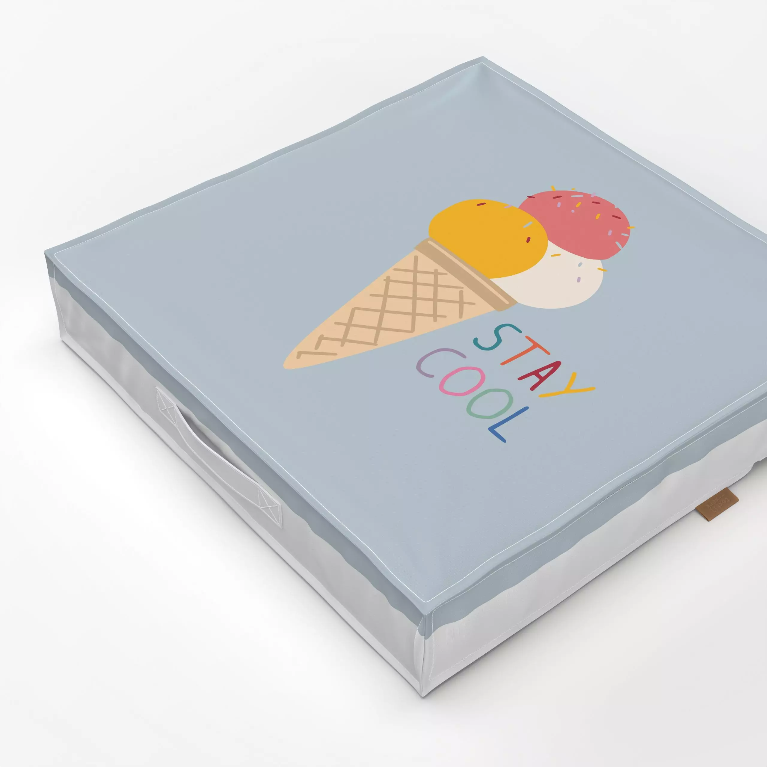 Bodenkissen Stay Cool Icecream - blau - Sommer, Küche, Essen & Trinken - von „Heyduda"; Kinder, Strand, Sonne, Eis, Sommer, ...