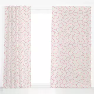 Dekovorhang Wellen Karo Rosa Beige