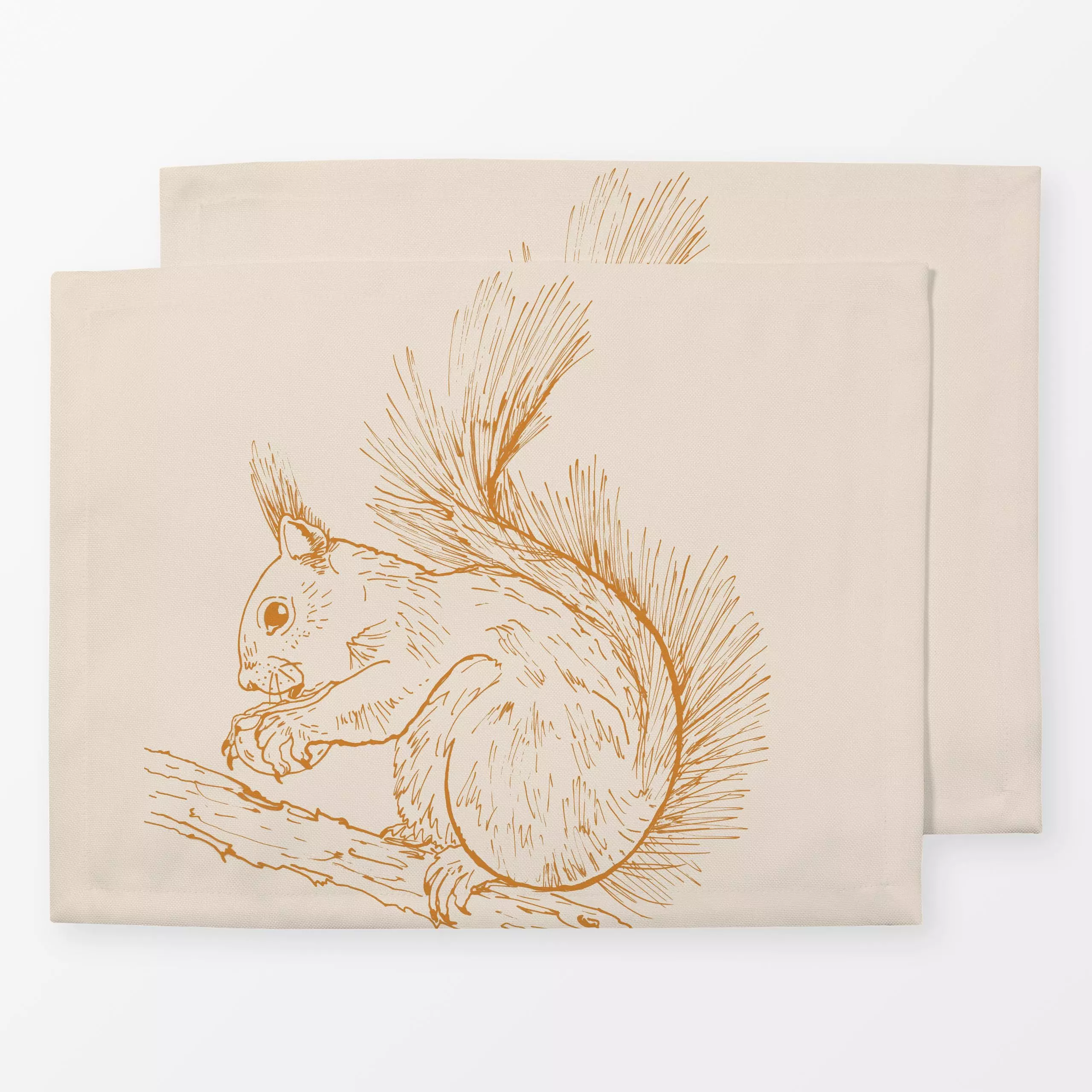 Tischset Tusche Eichhörnchen - Herbst, Kinderzimmer & Motive für Kinder, Tiere - von „Mareen Heinz"; Zeichnung, Wald, Orange...