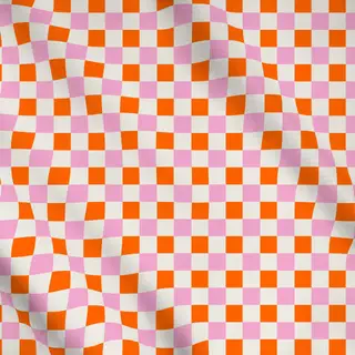 Meterware Karo Orange Rosa Creme