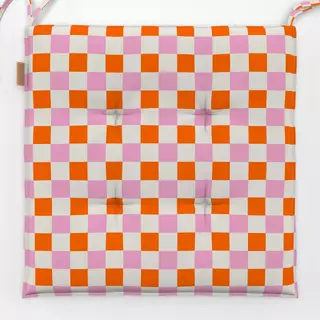 Sitzkissen Karo Orange Rosa Creme