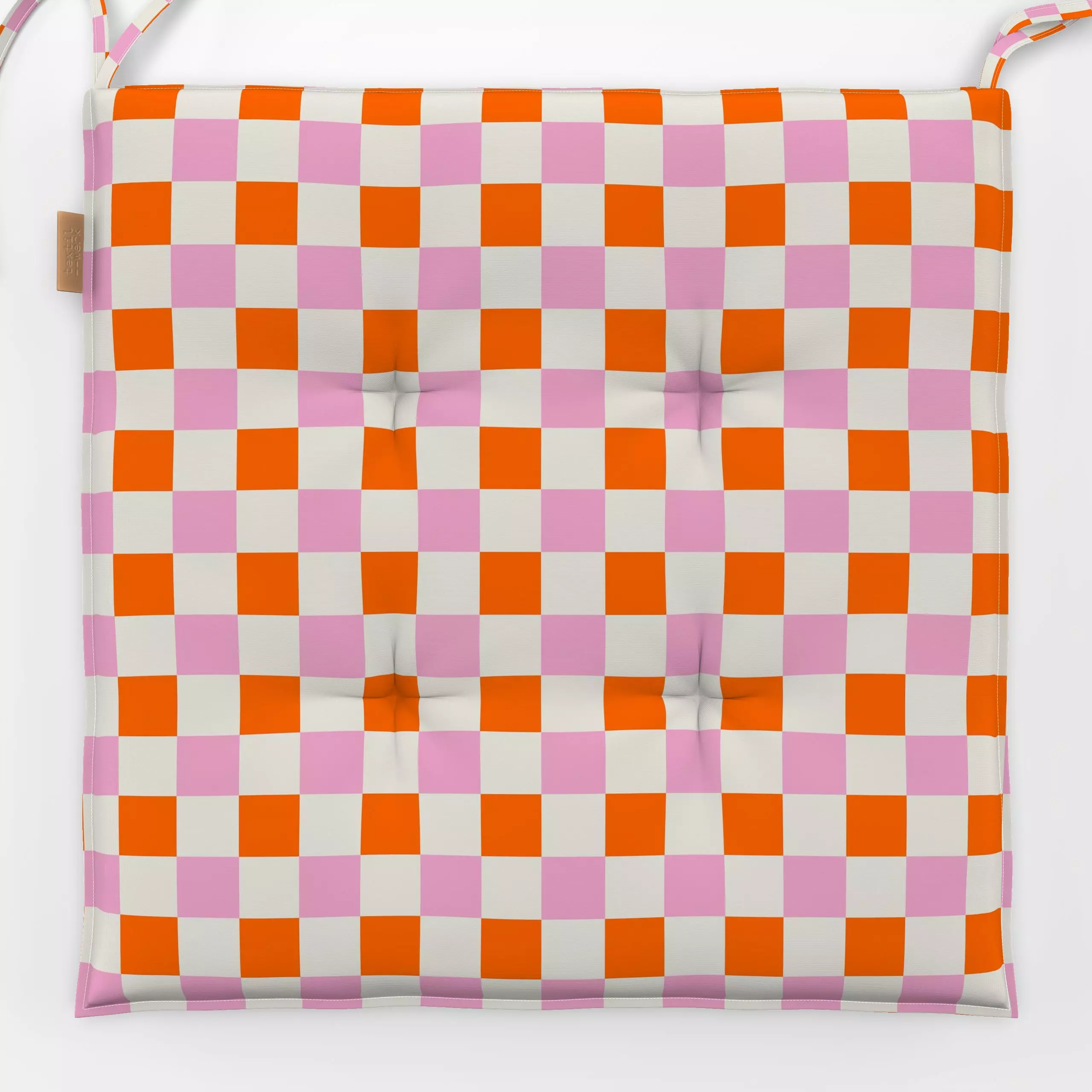 Sitzkissen Karo Orange Rosa Creme - Sommer, Symbole & Muster, Retro & Vintage - von „Mareen Heinz“; rosa, Orange, beige, gra...