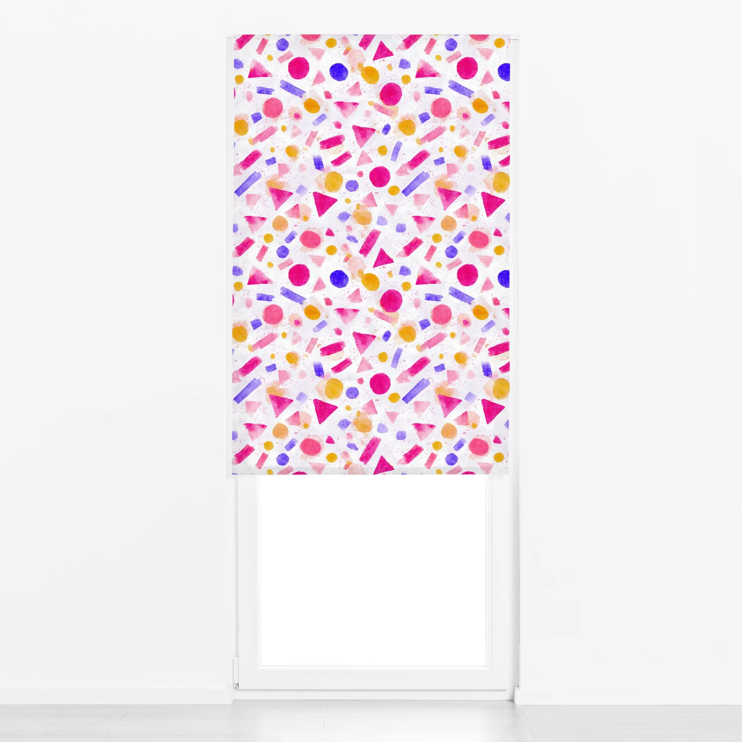 Raffrollo Formenstudie-pink-gelb - Sommer, Symbole & Muster, Anlässe - von „Malou Studio"; boho, hippie, Muster, Wasserfarbe...