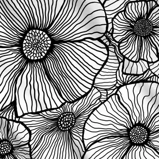 Meterware Line Art Flowers black white