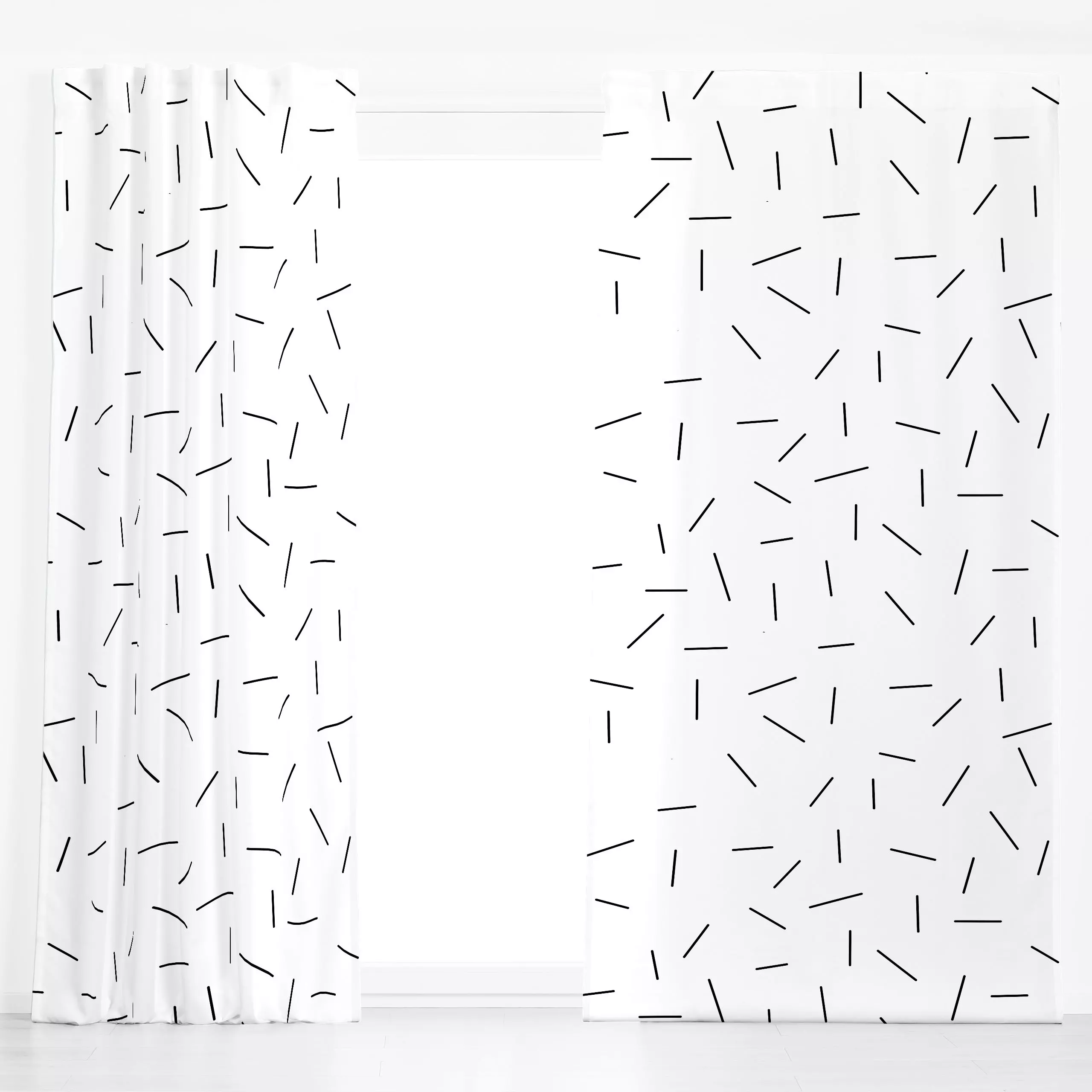 Dekovorhang Streuselkuchen medium - Symbole & Muster - von „Lena Lackmann"; Muster, schwarz, abstrakt, Striche, formen, Weiss