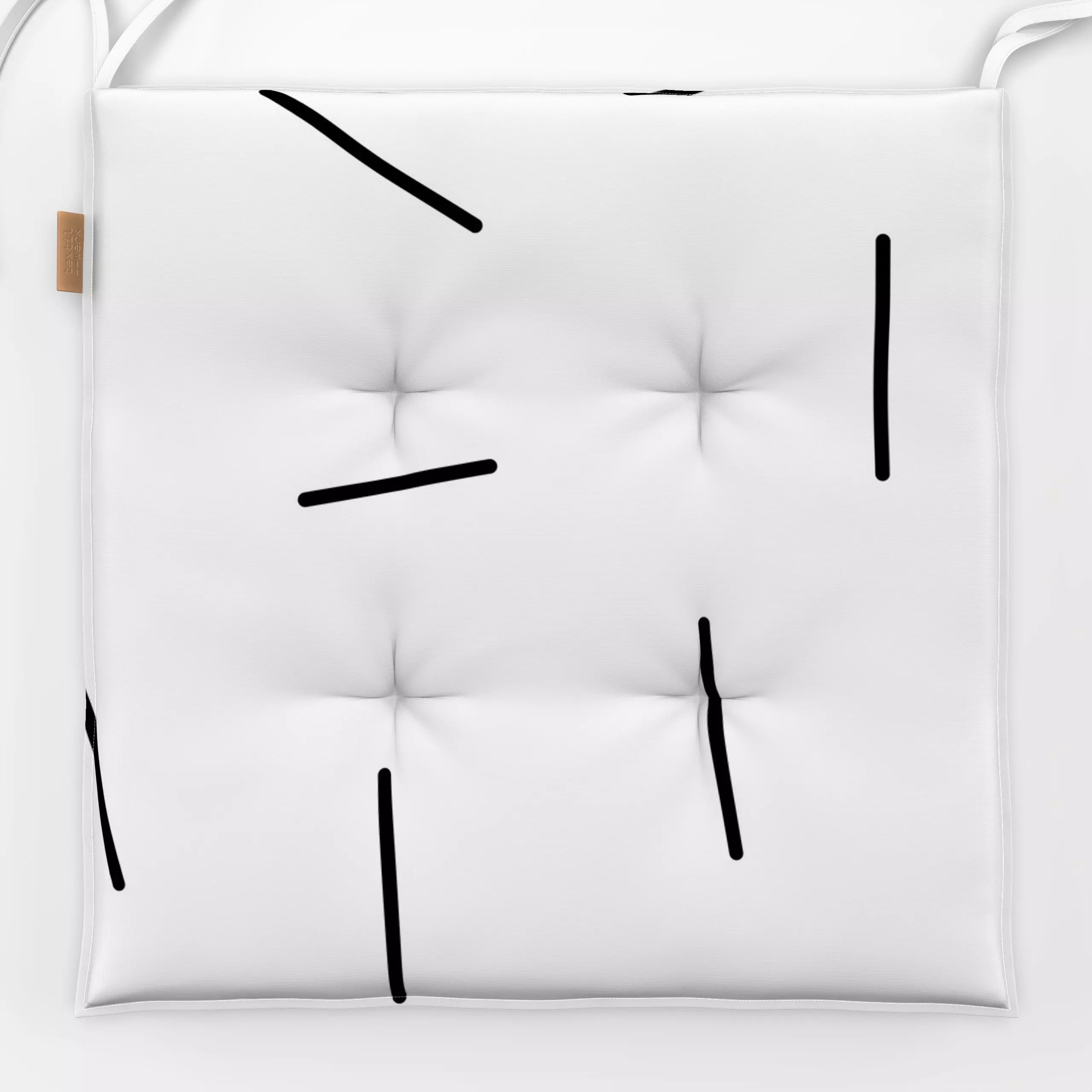 Sitzkissen Streuselkuchen medium - Symbole & Muster - von „Lena Lackmann“; Muster, schwarz, abstrakt, Striche, formen, Weiss