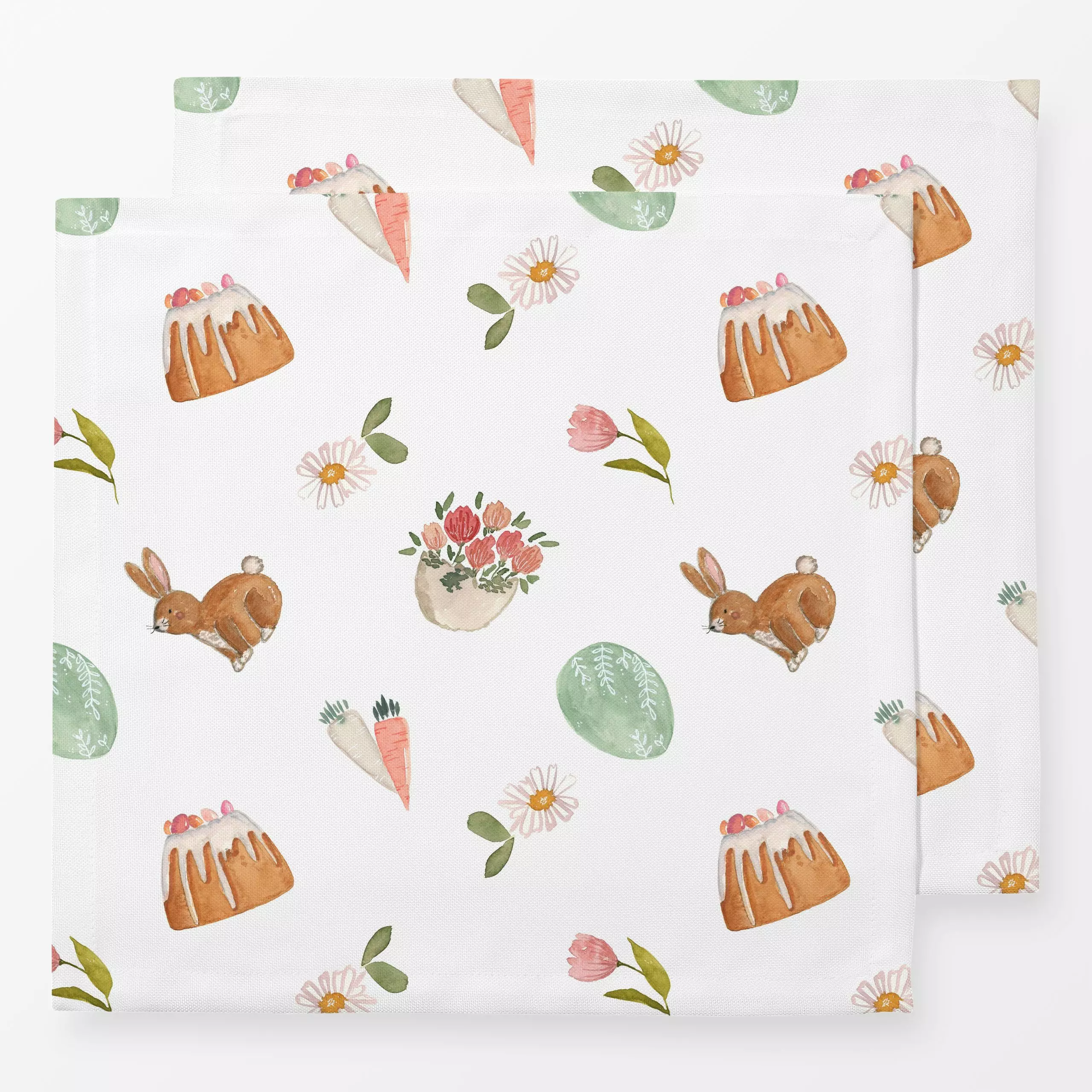 Servietten Osterkranz - Frühling, Anlässe, Ostern - von „Lena Yokota"; Blumen, Hase, floral, Ostern, eastern, Ostereier, len...