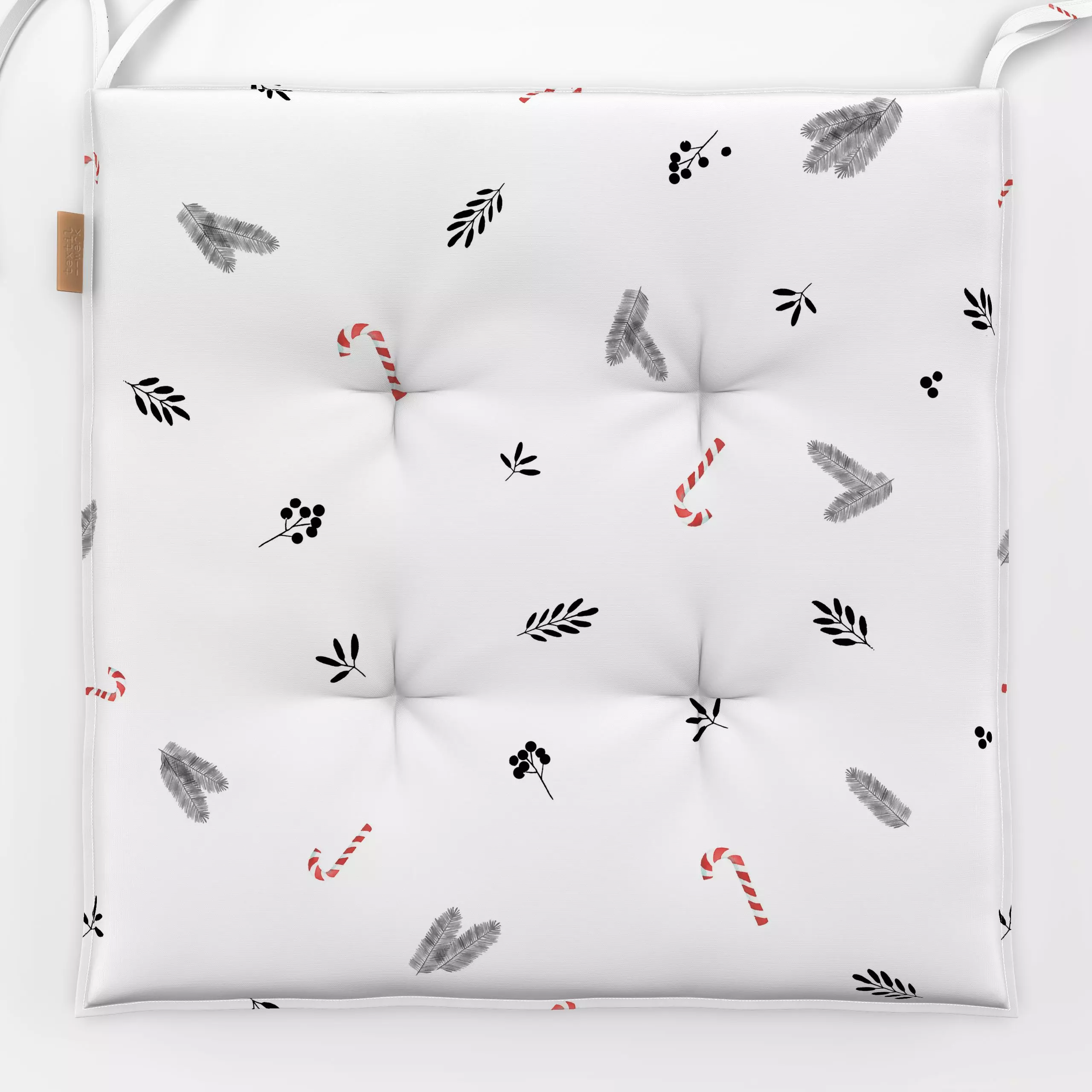 Sitzkissen Candy Cane Black - Weihnachten - von „Katrin Graff"; skandinavisch, Hygge, Cozy, Weihnachten, Winter, Zuckerstang...