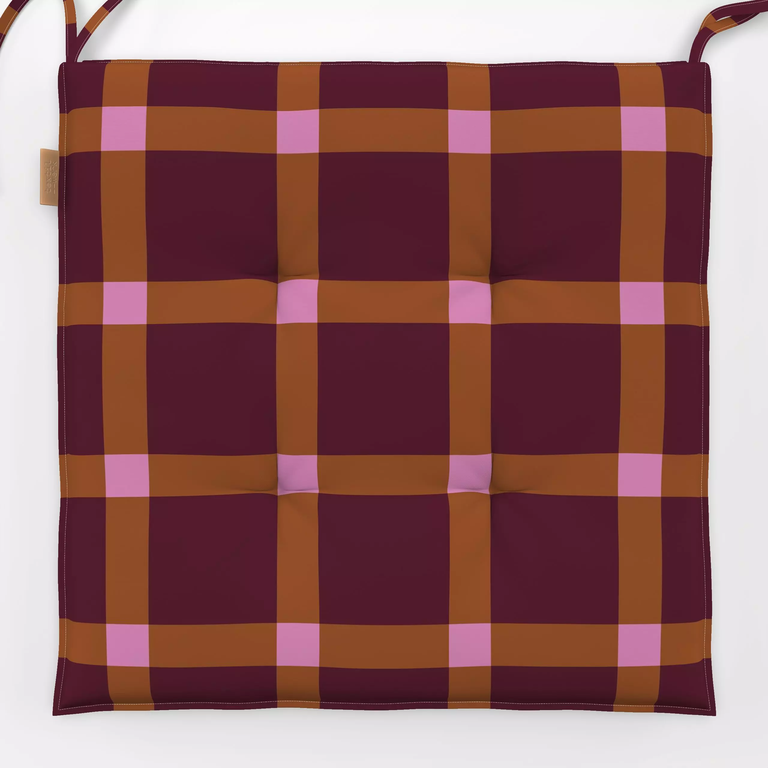Sitzkissen Karo Weinrot Braun Pink - Herbst, Symbole & Muster - von „Julia Schumacher"; Karo, Karos, kariert, herbstlich, bo...