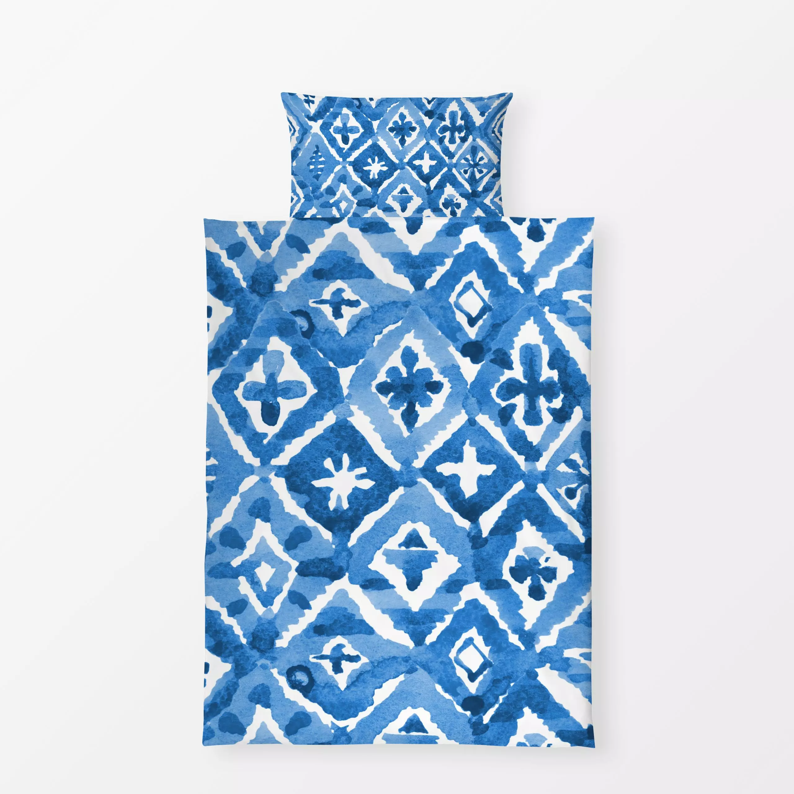 Bettwäsche Shibori Blaue Rhomben 1 - Symbole & Muster, Retro & Vintage - von „Uta Naumann"; Muster, abstrakt, Urlaub, medite...