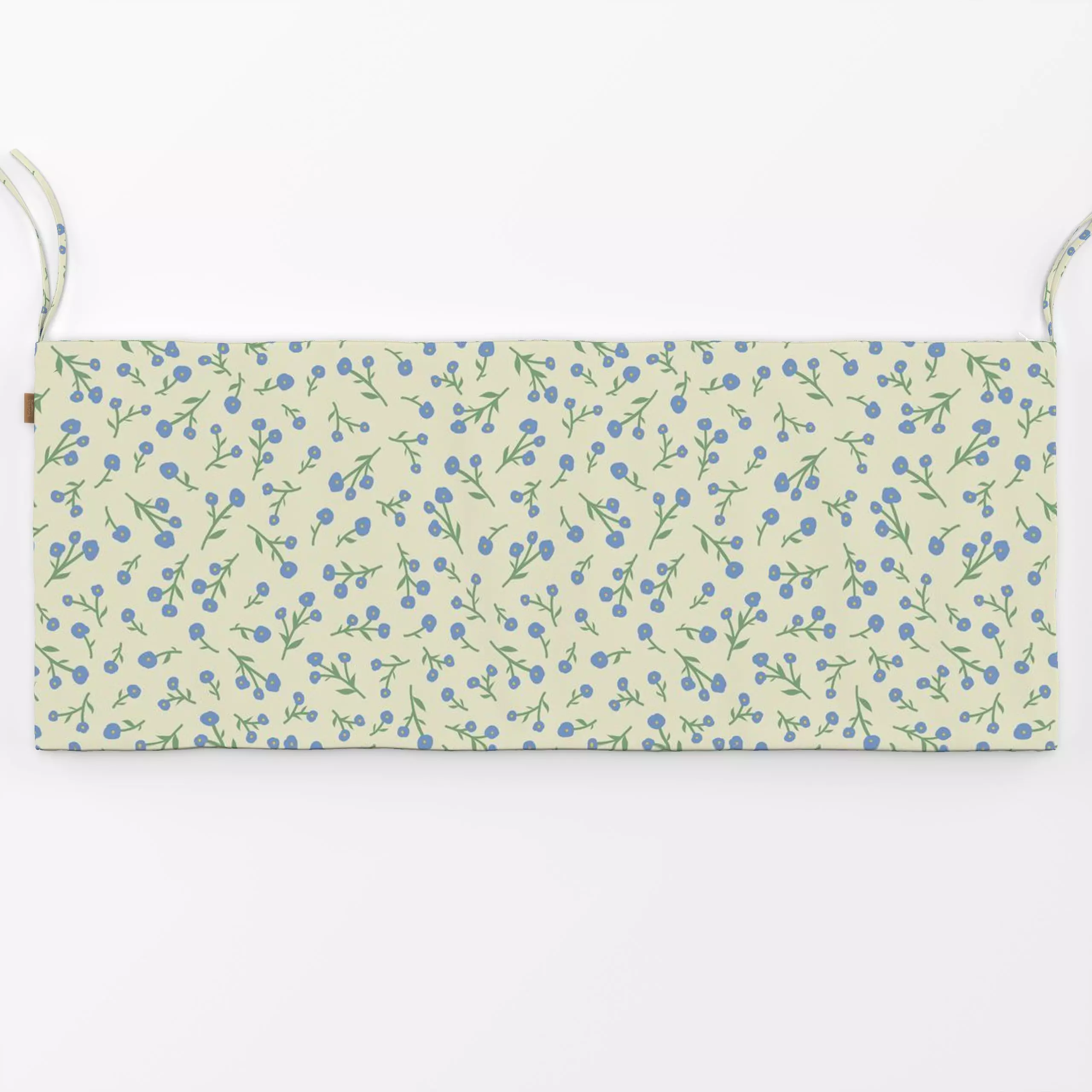 Bankauflage Mini Blümchen gelb blau - Blumen & Florales, Symbole & Muster - von „DEINKI"; Blumen, Blüten, Wildblumen, Sommer...