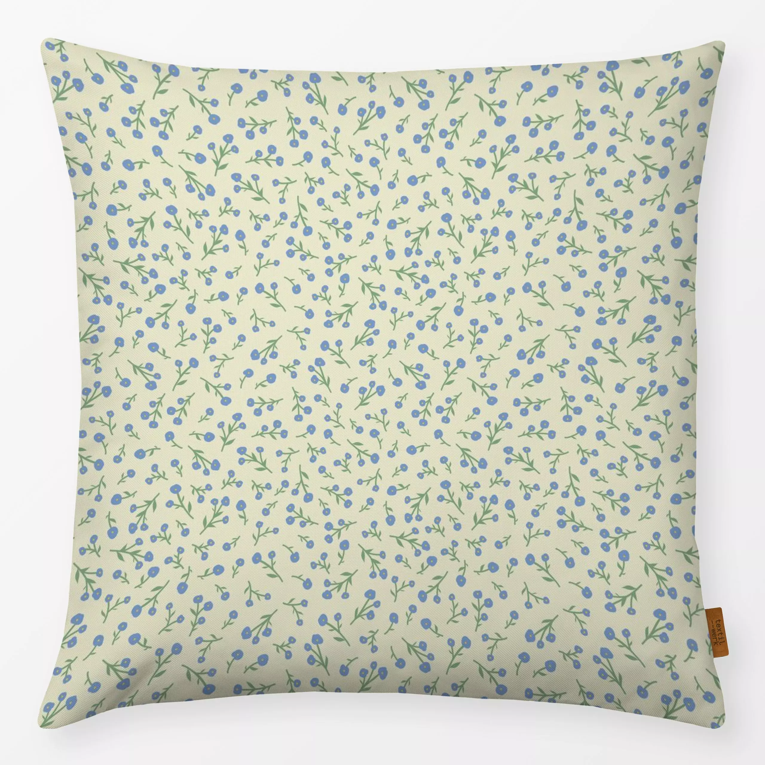 Kissen Mini Blümchen gelb blau - Blumen & Florales, Symbole & Muster - von „DEINKI"; Blumen, Blüten, Wildblumen, Sommerblume...