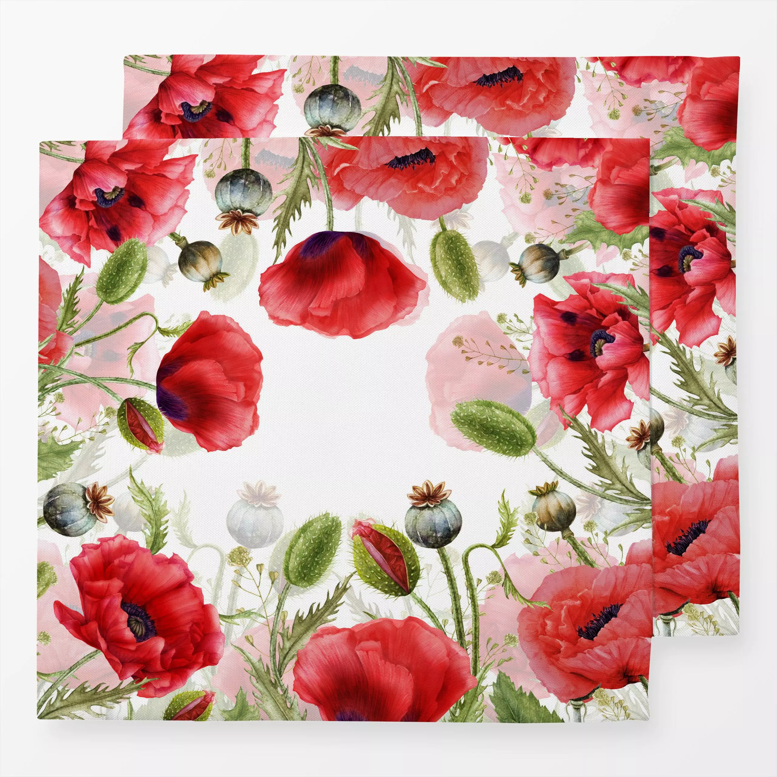 Servietten Mohn Feld - Sommer, Pflanzen & Botanik - von „Uta Naumann"; skandinavisch, Blumen, Mohn, Wildblumen, Sommerblumen...