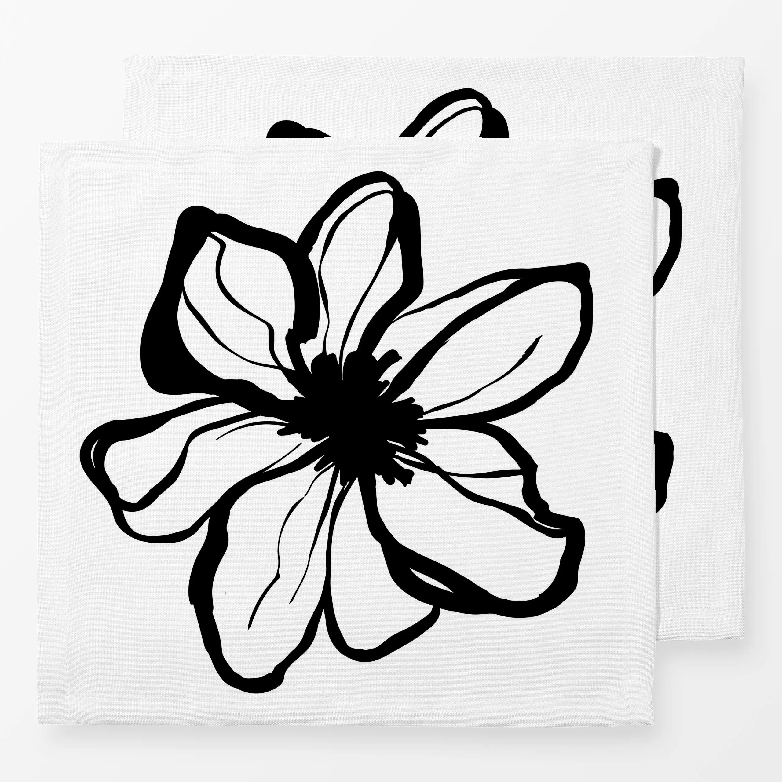 Servietten Ink Flower - Pflanzen & Botanik - von „Andrea Haase"; Natur, Pinselstrich, Blumen, floral, botanik, Tuschezeichnu...