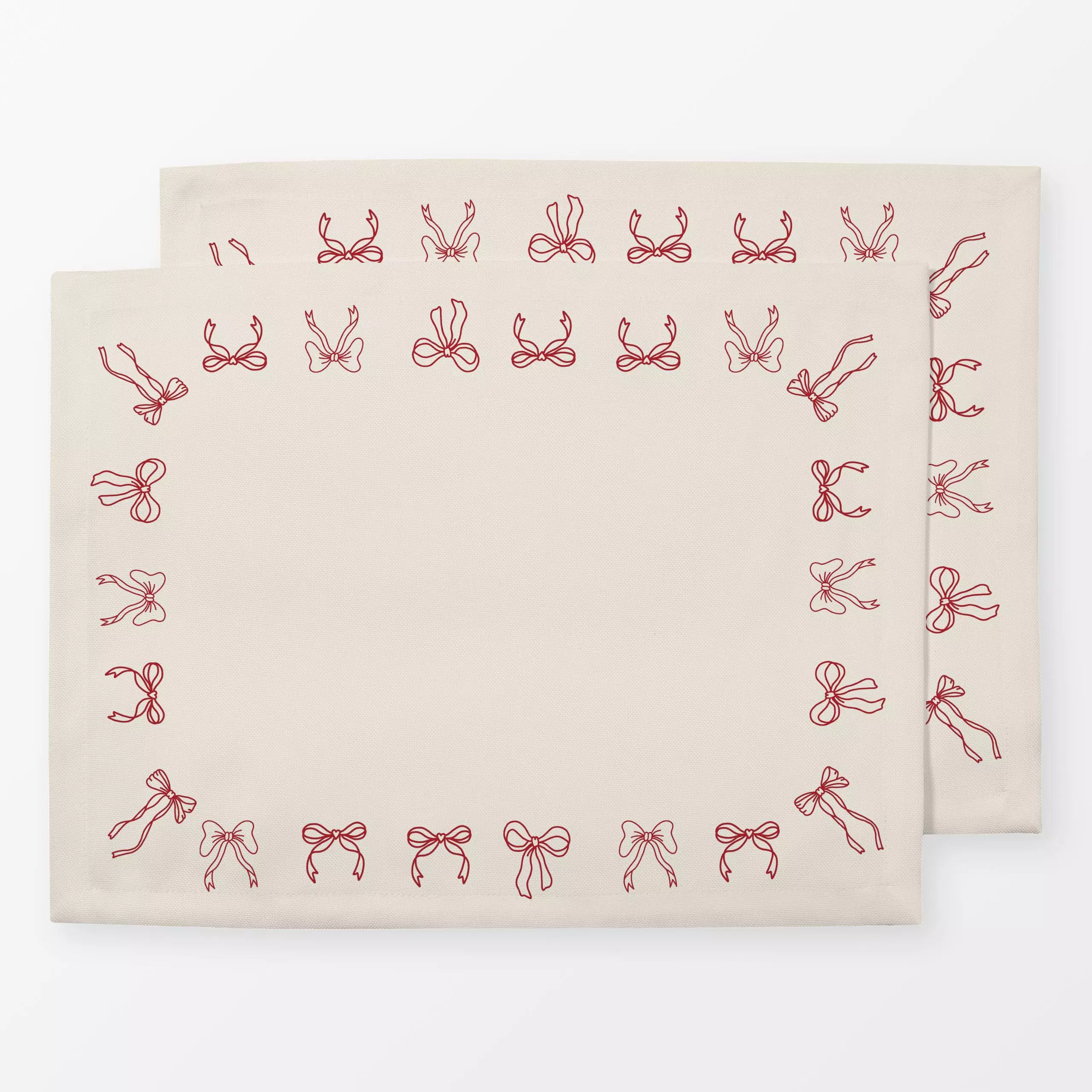 Tischset Schleifenrand Rot Beige - Frühling, Anlässe - von „textilwerk"; Illustration, trend, geschenkidee, minimalistisch, ...
