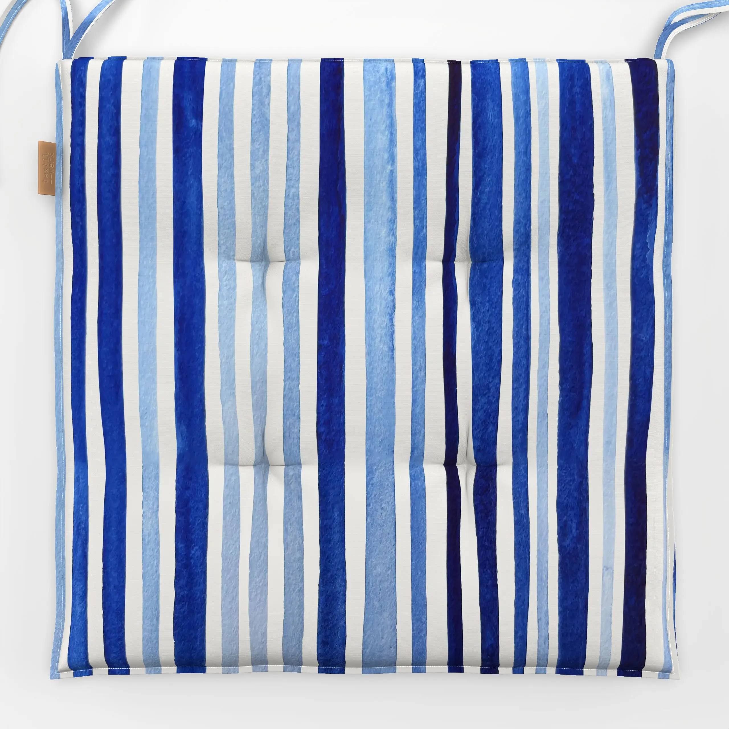Sitzkissen Aquarell Streifen blau - Sommer, Symbole & Muster - von „Karen Menzenbach"; Wasserfarben, Linien, Pinselstrich, S...