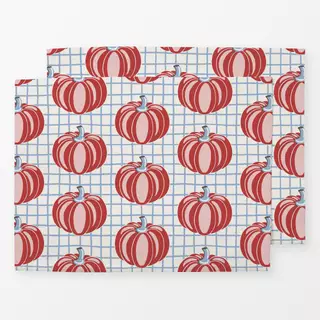 Tischset Kürbisse auf Karo – Rot