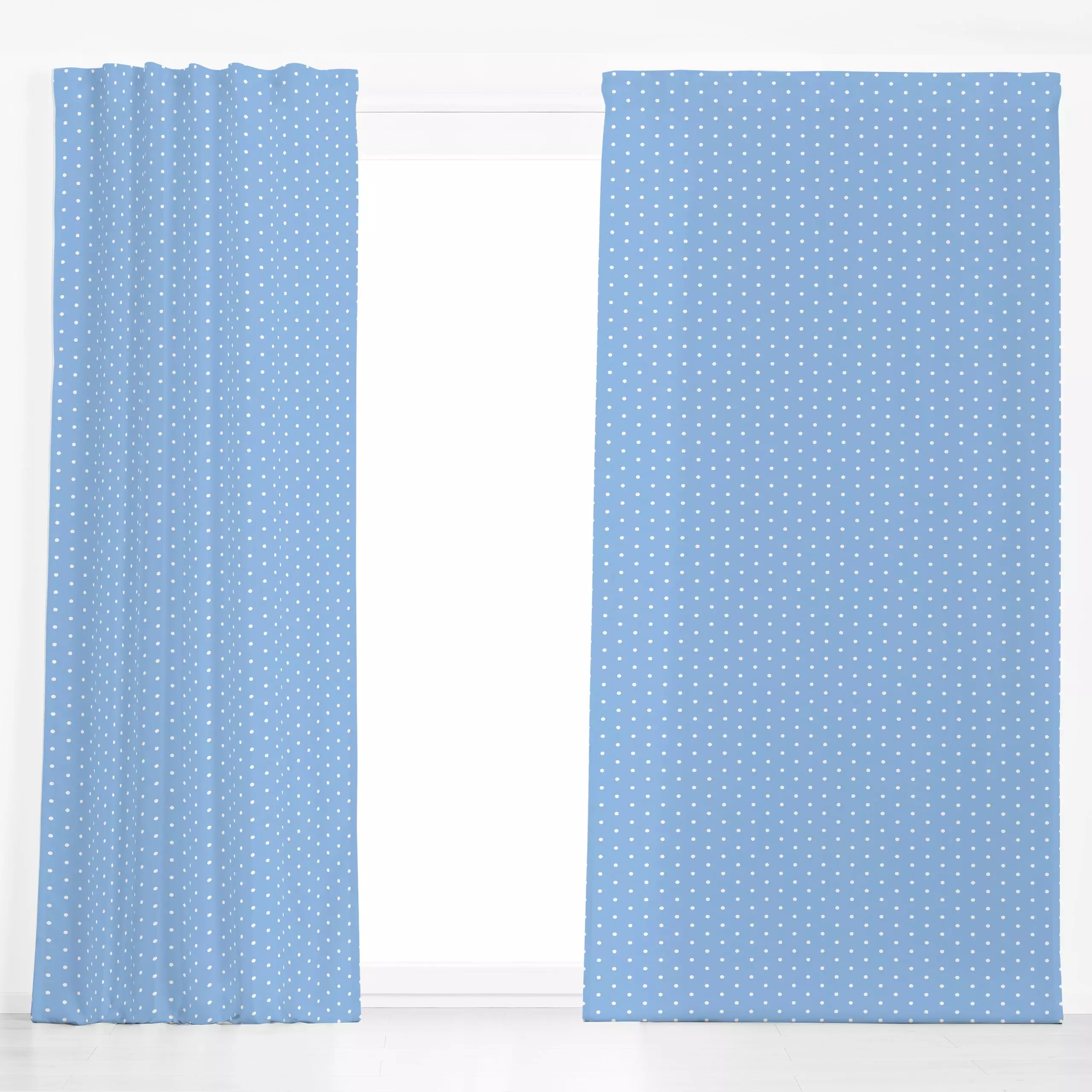 Dekovorhang Azur Dots Blue - Sommer, Symbole & Muster - von „Sara Maria"; Punkte, Kinderzimmer, Sommer, Lustig, landhaus, Ba...