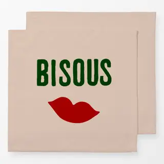 Servietten Bisous Kussmund Auf Beige