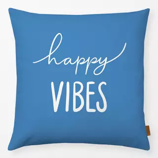 Kissen Happy Vibes blau