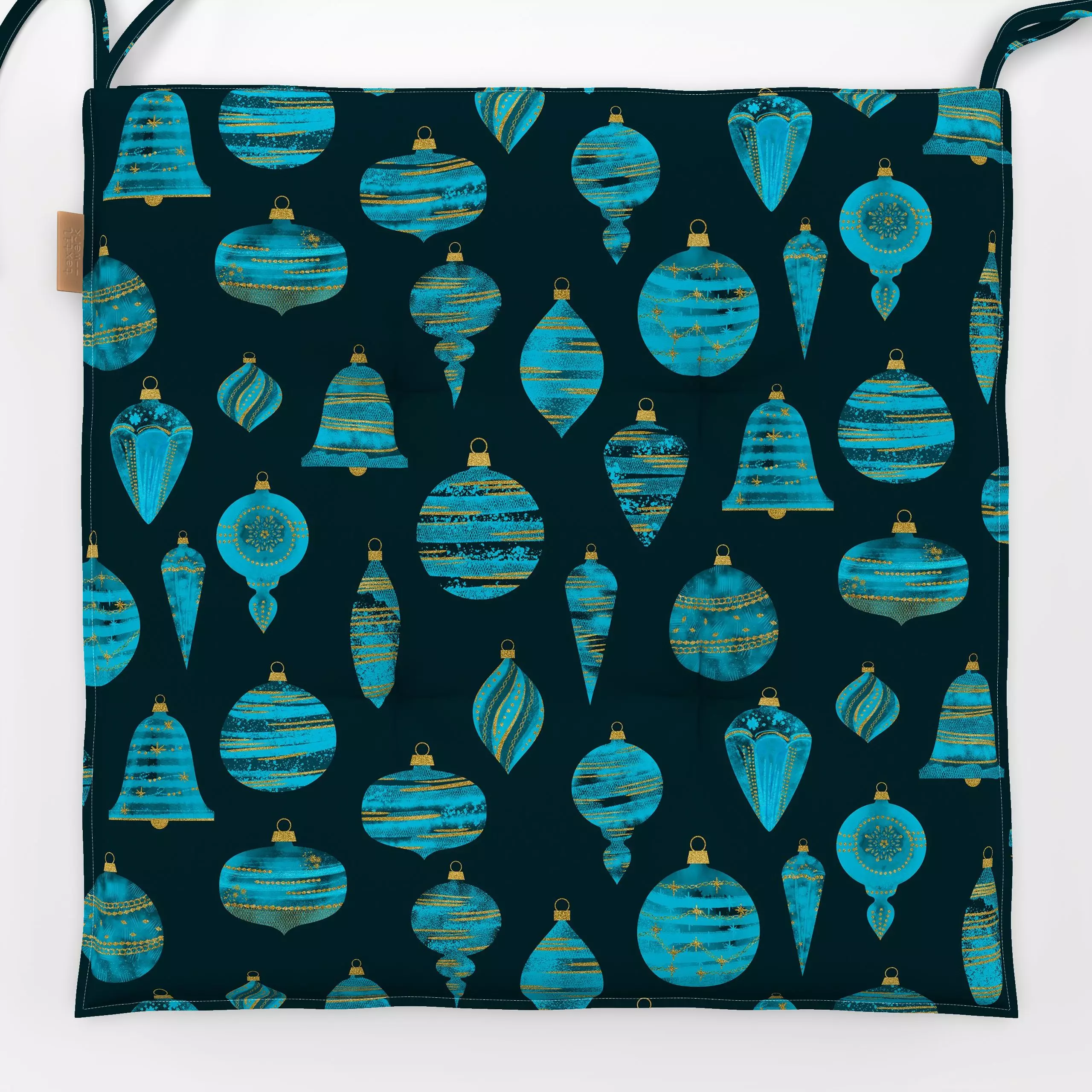 Sitzkissen Turquoise Christmas Decor - Weihnachten - von „Andrea Haase"; Aquarell, weihnachtlich, Ornament, mint, Weihnachts...