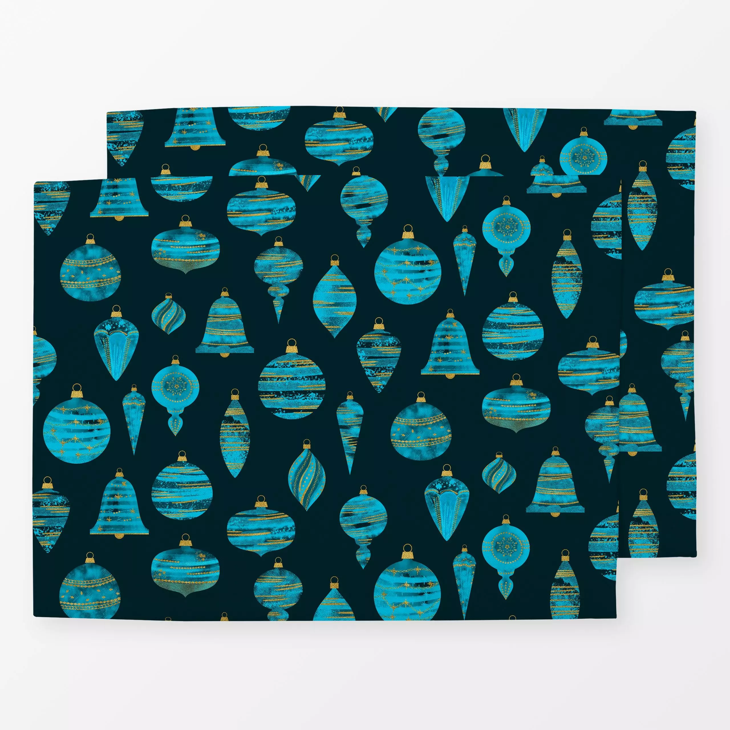 Tischset Turquoise Christmas Decor - Weihnachten - von „Andrea Haase"; Aquarell, weihnachtlich, Ornament, mint, Weihnachtsku...