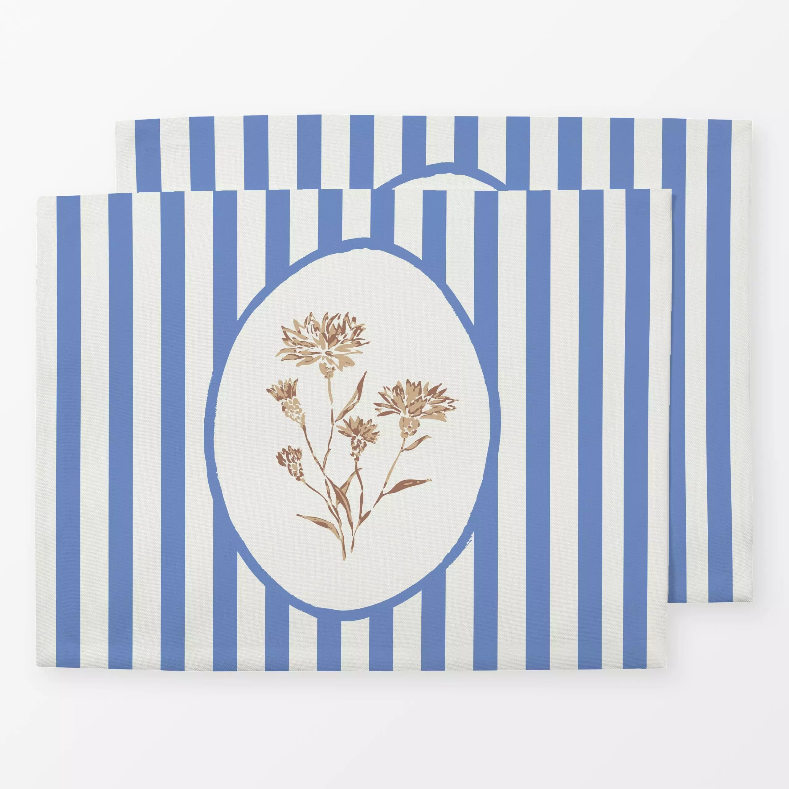 Tischset Kornblume gestreift blau - Blumen & Florales, Herbst, Symbole & Muster - von „Katrin Graff"; beige, Herbst, landhau...