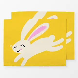 Tischset Hello Spring Hase gelb