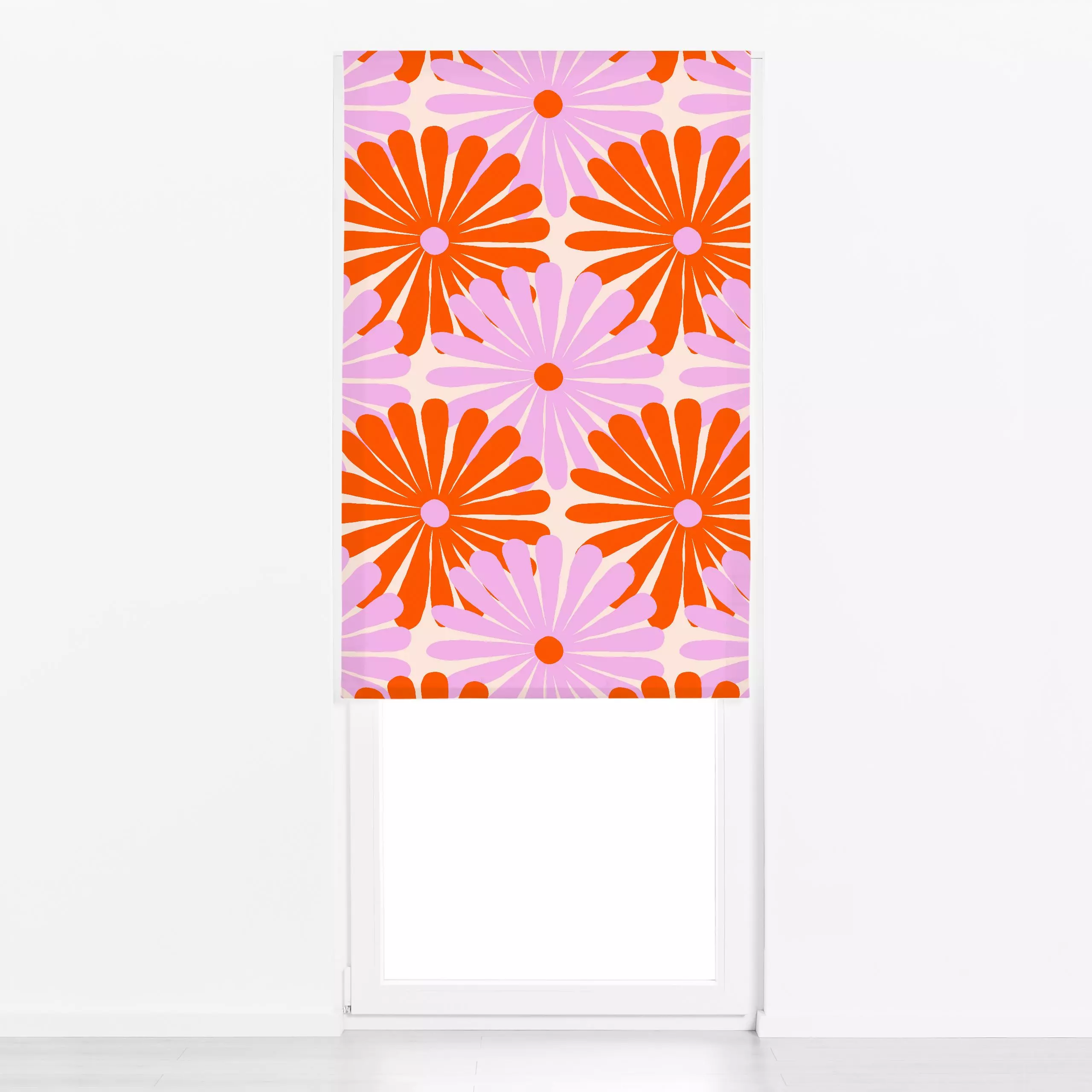 Raffrollo Blumen rot pink - Blumen & Florales, Sommer, Symbole & Muster - von „Julia Schumacher"; Kamille, Margeriten, color...