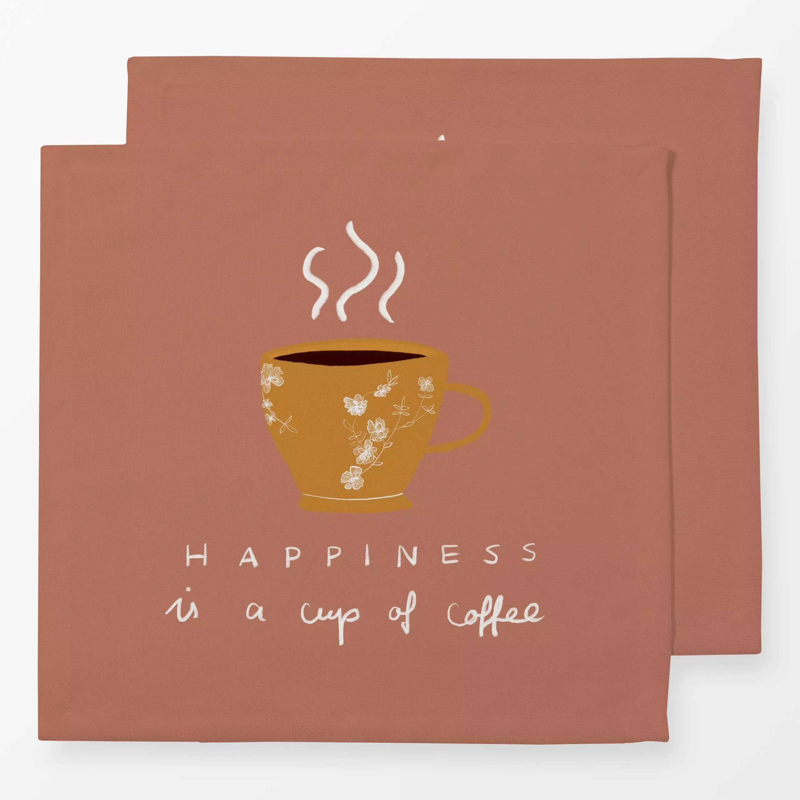 Servietten Happiness Coffee Kupfer - Sprüche & Schriftzüge, Küche, Essen & Trinken - von „Sophie Augustin Illustration"; Kaf...