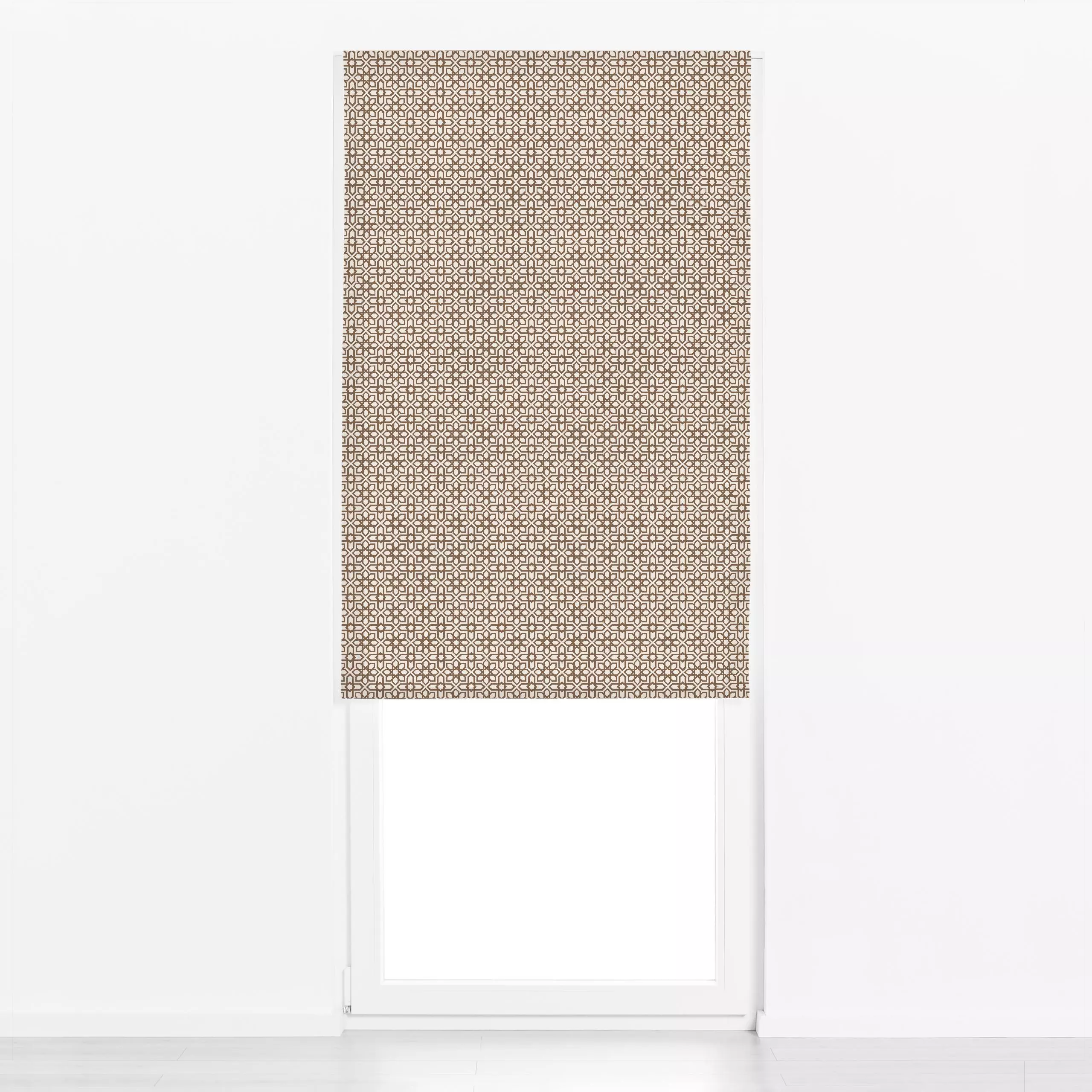 Raffrollo Boho Tile cocoa - Sommer, Symbole & Muster - von „Karen Menzenbach"; Muster, beige, Sommer, Urlaub, Bohemian, flie...