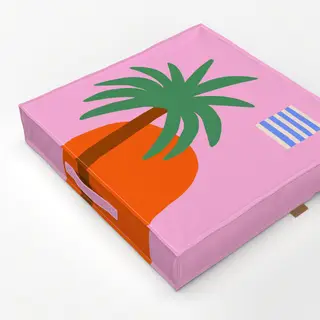 Bodenkissen Tropical City Palme & Haus