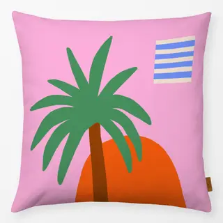 Kissen Tropical City Palme & Haus
