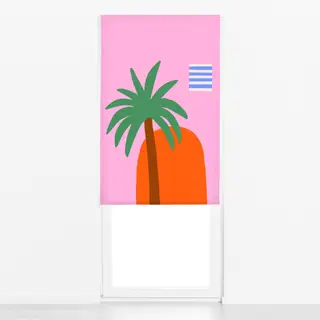 Raffrollo Tropical City Palme & Haus