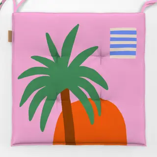 Sitzkissen Tropical City Palme & Haus