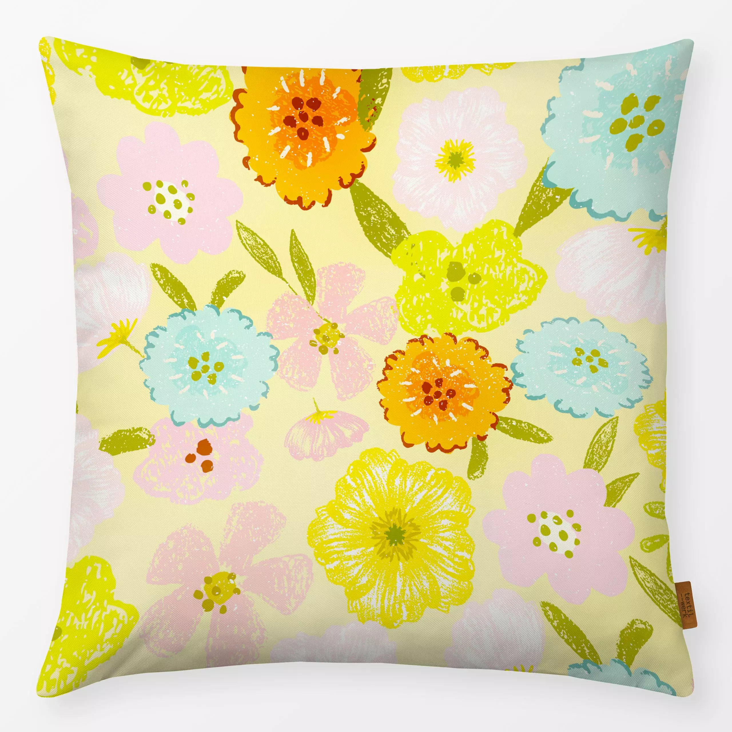 Kissen Doodle Sommer Garten - Blumen & Florales, Sommer - von „Uta Naumann"; boho, abstrakt, Blumen, Retro, floral, Bohemian...