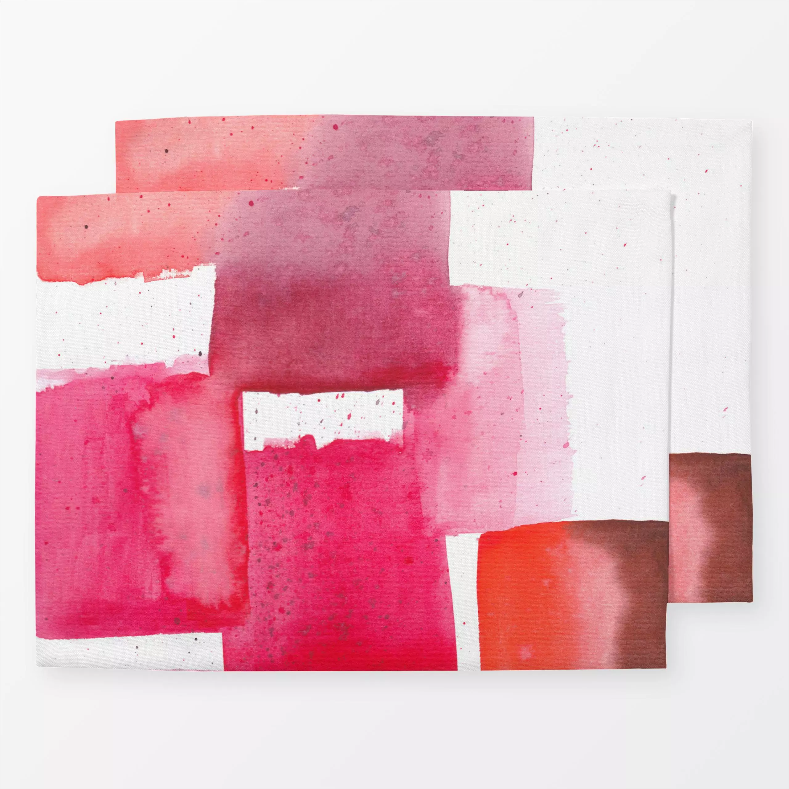 Tischset Cyra 04 - Symbole & Muster - von „Froilein Juno"; Muster, Wasserfarben, Aquarell, Punkte, Dots, formen, pink, rot