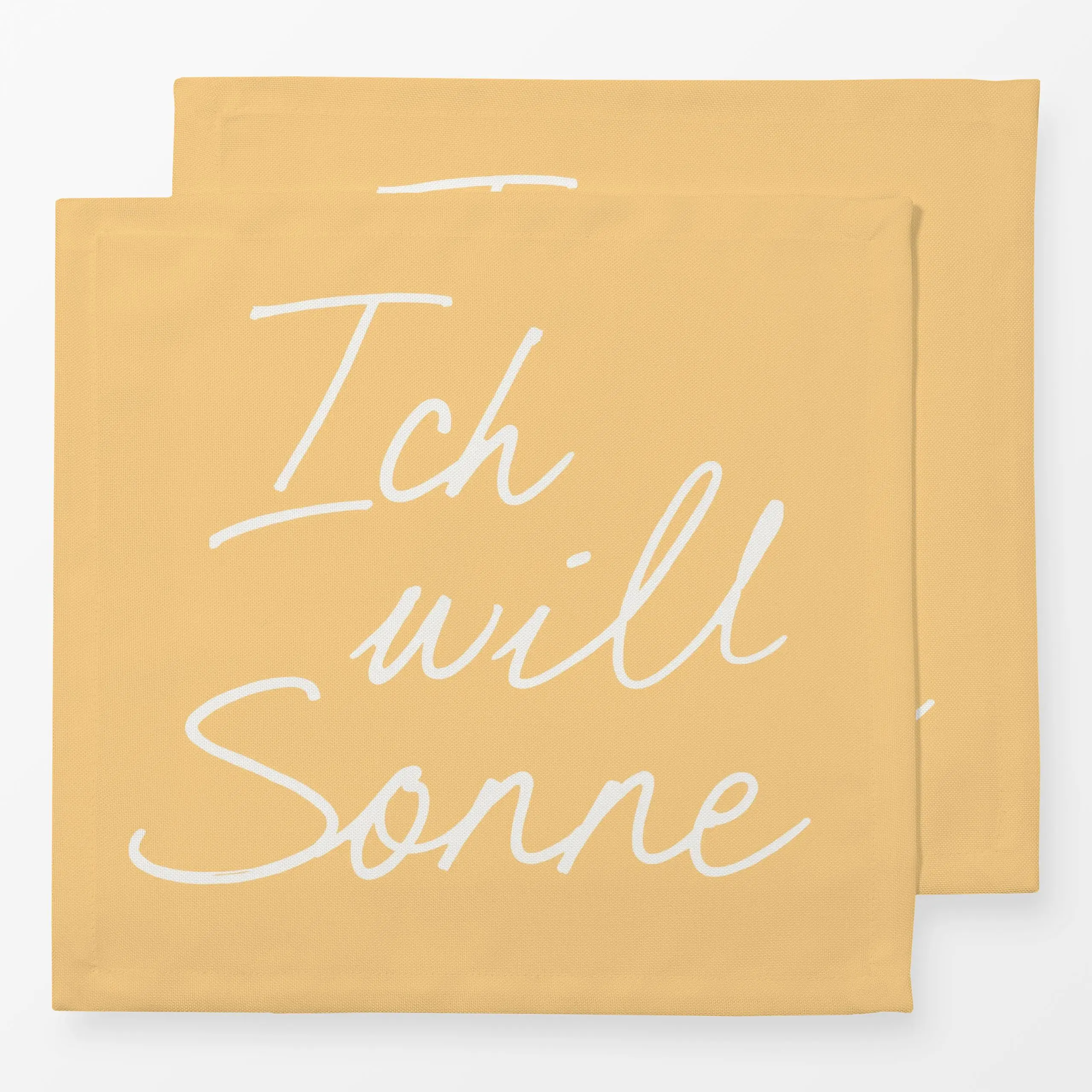 Servietten Ich will Sonne gelb - Sommer, Sprüche & Schriftzüge, Reise - von „Studio Kesse"; Sonne, Sommer, Reisen, Summerfee...