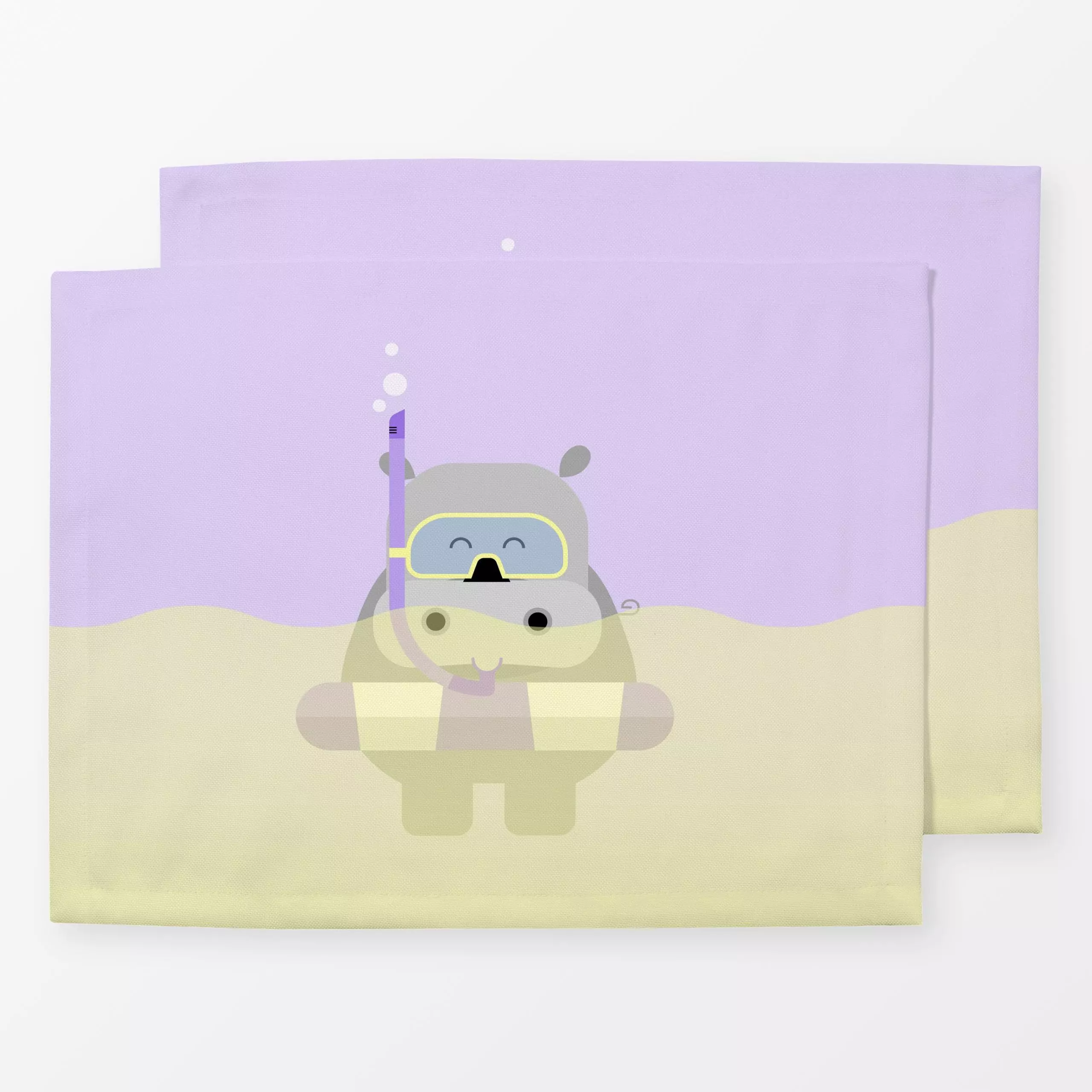 Tischset Happy Nilpferd - Kinderzimmer & Motive für Kinder, Sommer, Tiere - von „Carolin Vonhoff"; Illustration, Kinder, Son...