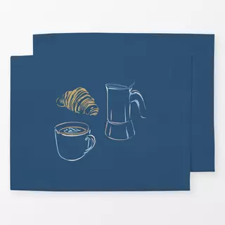 Tischset Kaffee Frühstück blau