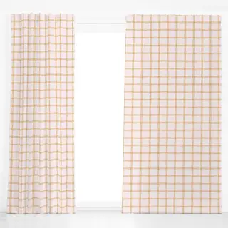 Dekovorhang Karo Grid Muster Gelb Beige