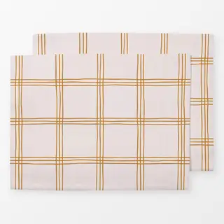 Tischset Karo Grid Muster Gelb Beige