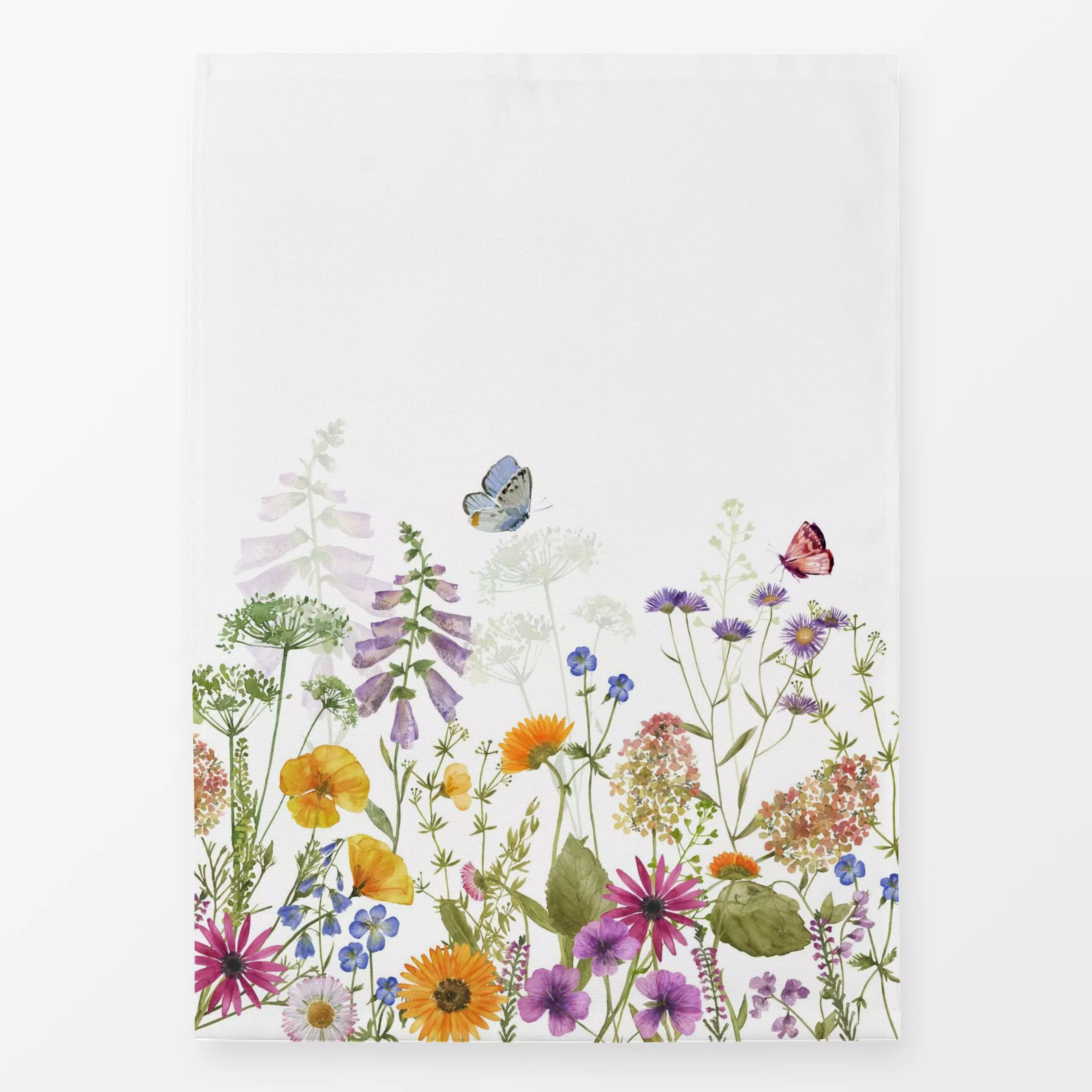 Geschirrtücher Wildkräuter Wiese - Frühling, Sommer, Pflanzen & Botanik - von „Uta Naumann"; Wasserfarben, skandinavisch, Kr...