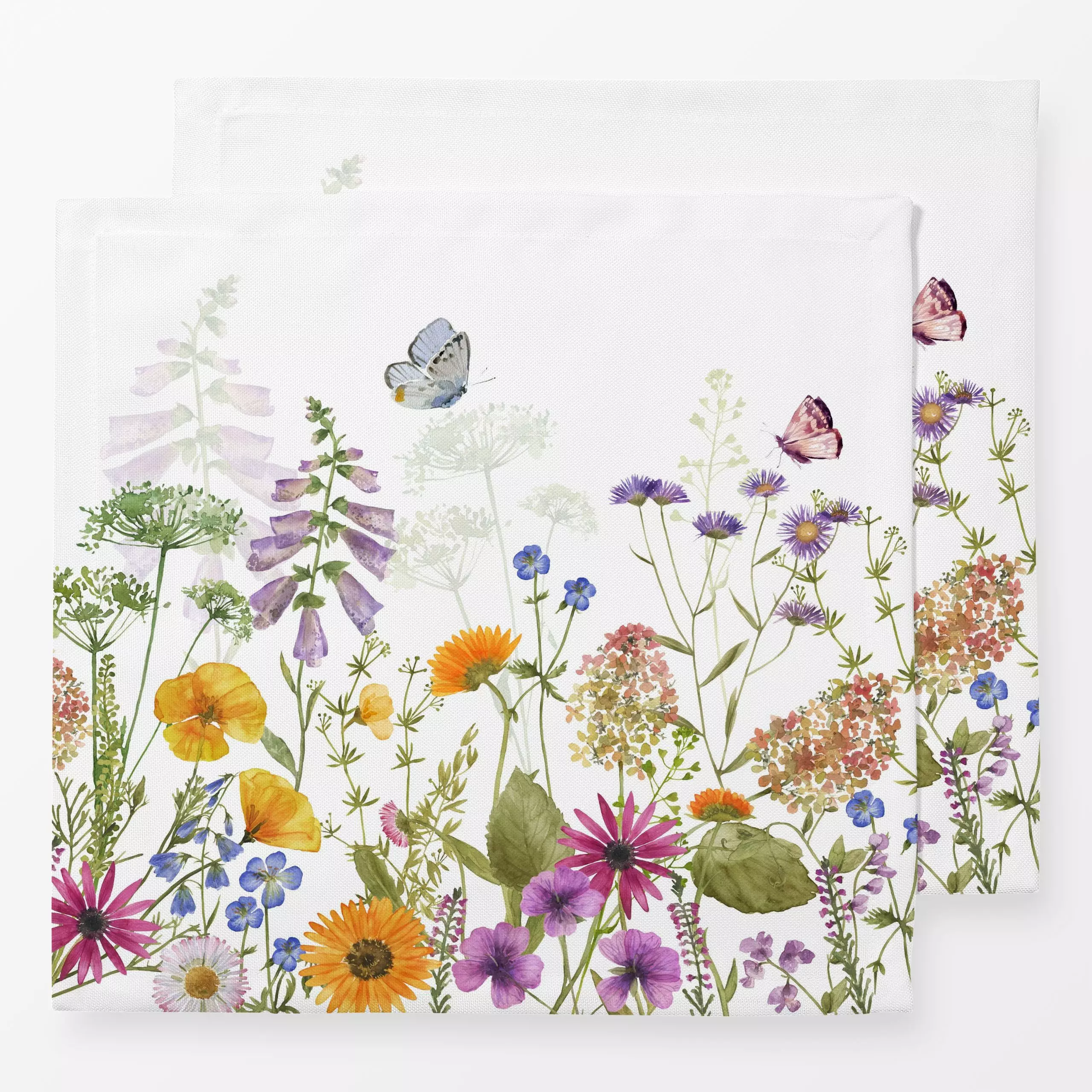 Servietten Wildkräuter Wiese - Frühling, Sommer, Pflanzen & Botanik - von „Uta Naumann"; Wasserfarben, skandinavisch, Kräute...