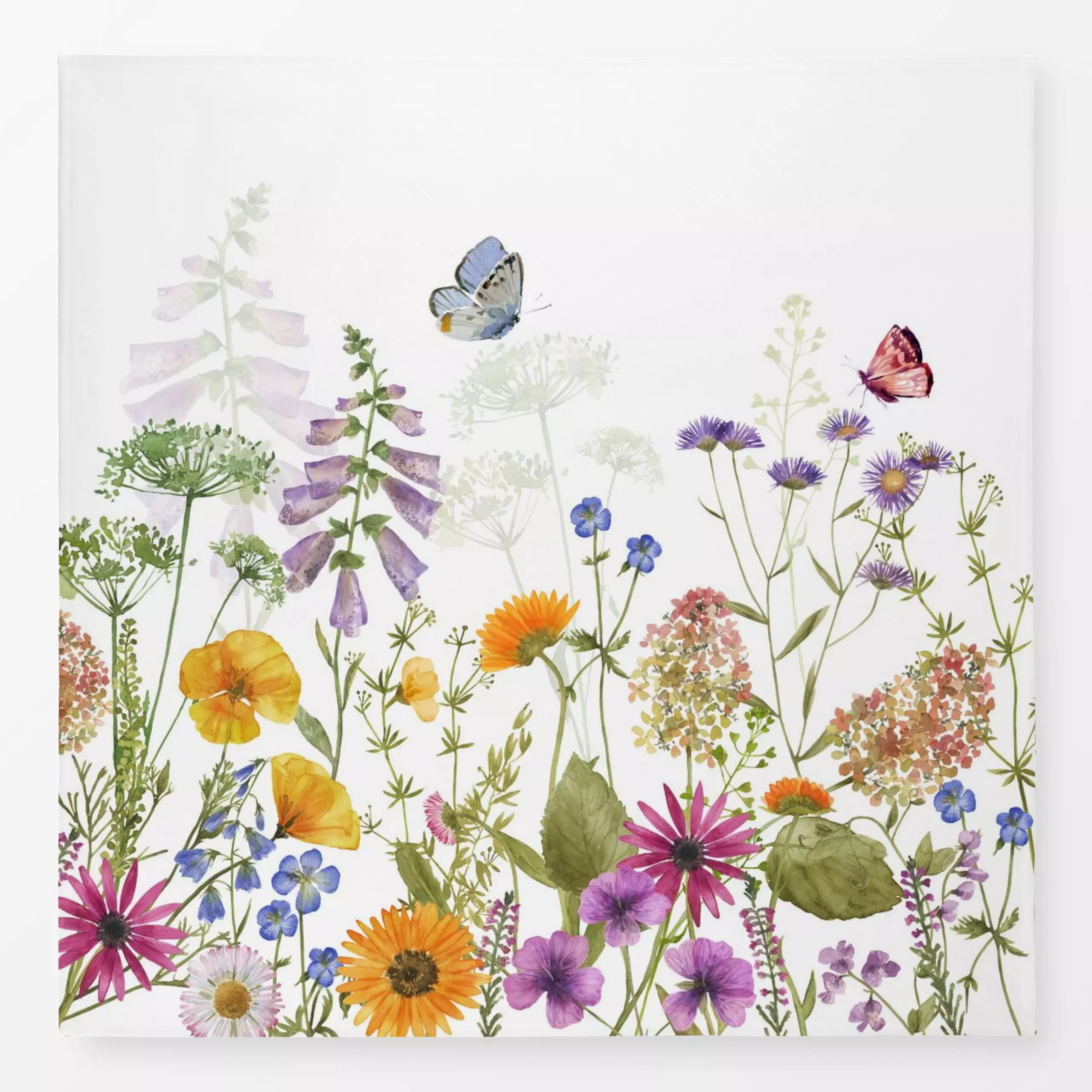 Tischdecke Wildkräuter Wiese - Frühling, Sommer, Pflanzen & Botanik - von „Uta Naumann"; Wasserfarben, skandinavisch, Kräute...