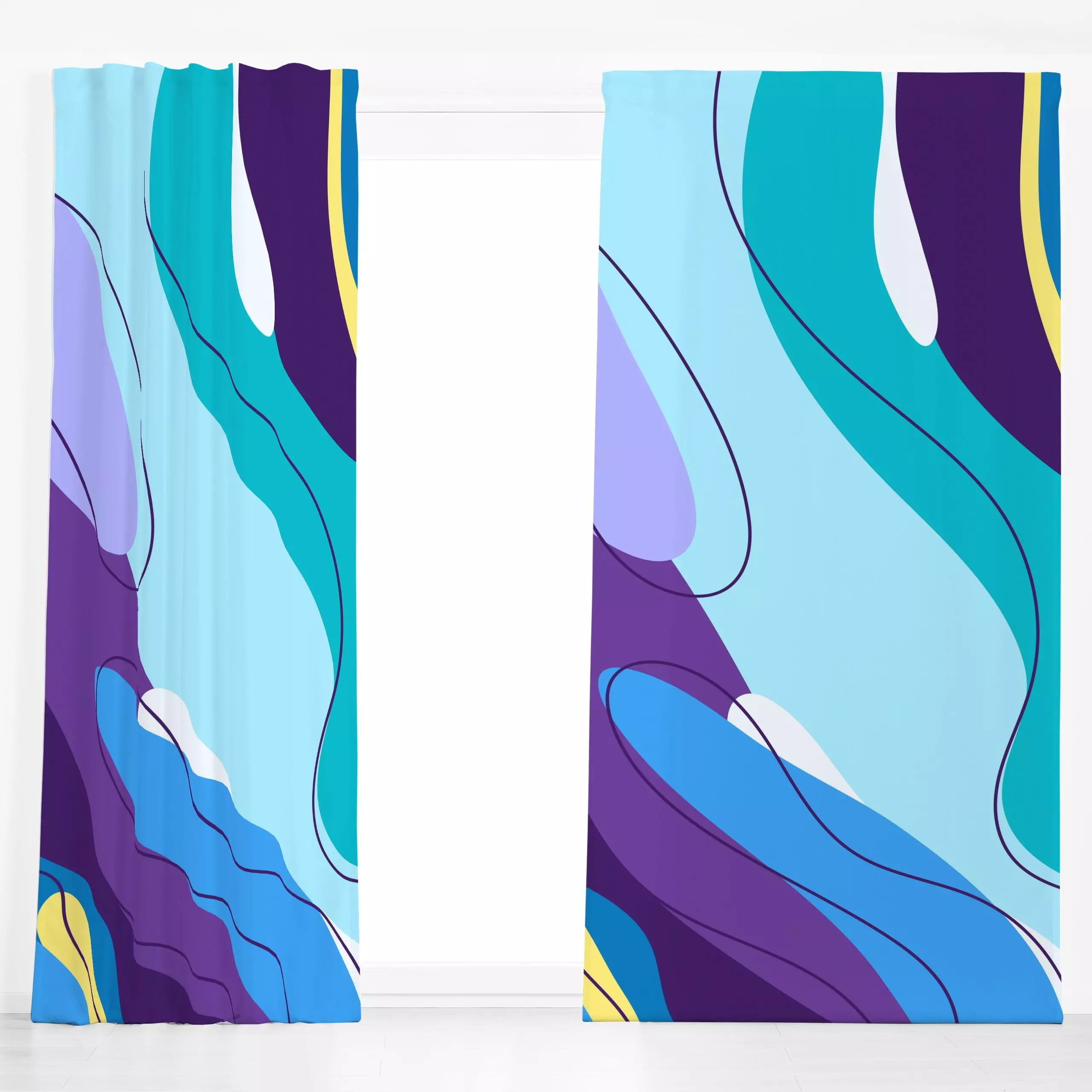Dekovorhang Farbfreude Ozean 1 - Symbole & Muster - von „Primus Pattern"; abstrakt, Wasser, Meer, Sommer, formen, maritim, o...