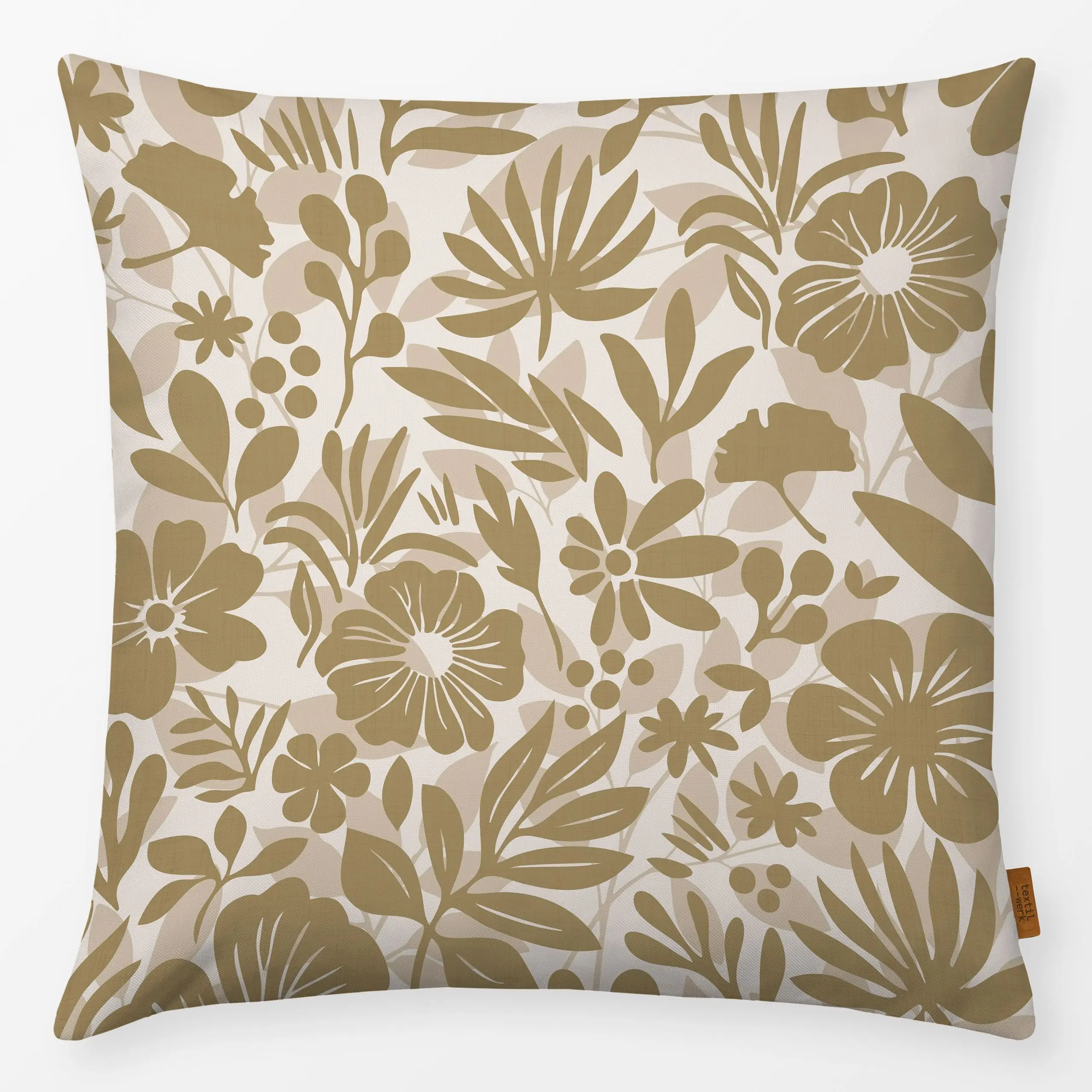 Kissen Charming Flower Shapes Beige - Blumen & Florales, Pflanzen & Botanik - von „Andrea Haase"; Natur, Blätter, modern, bo...