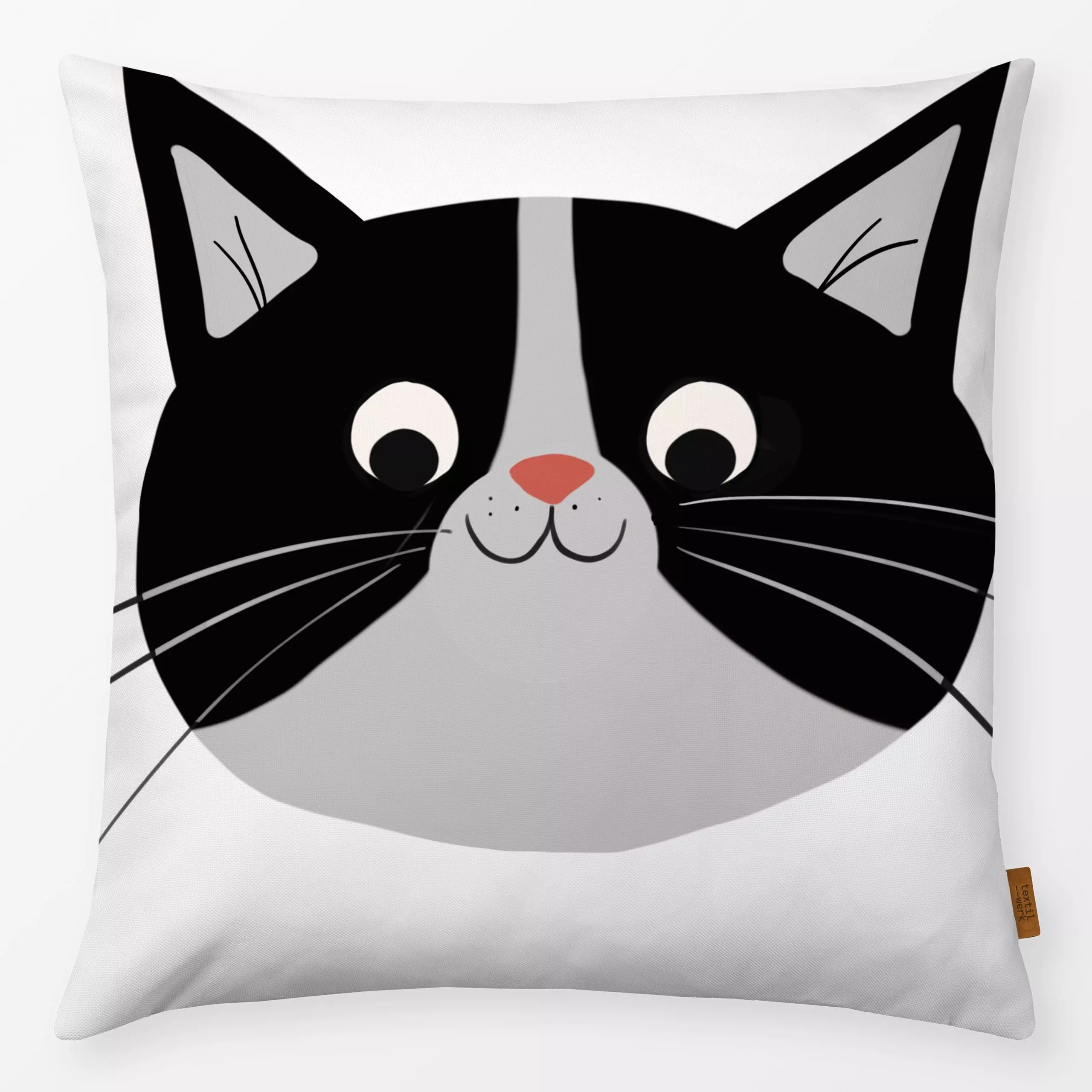 Kissen Schwarz-Weiße Katze - Kinderzimmer & Motive für Kinder, Tiere von „Carmen Eisendle"; Geschenk, Katze, Haustiere, Ka... Rote geschenkidee,